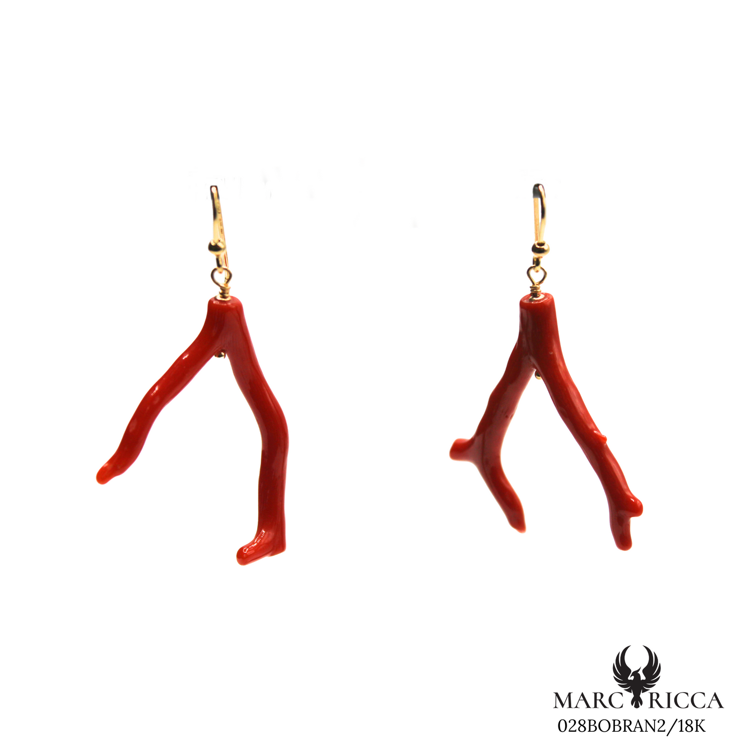 Boucles Or Corail Branche Pendante