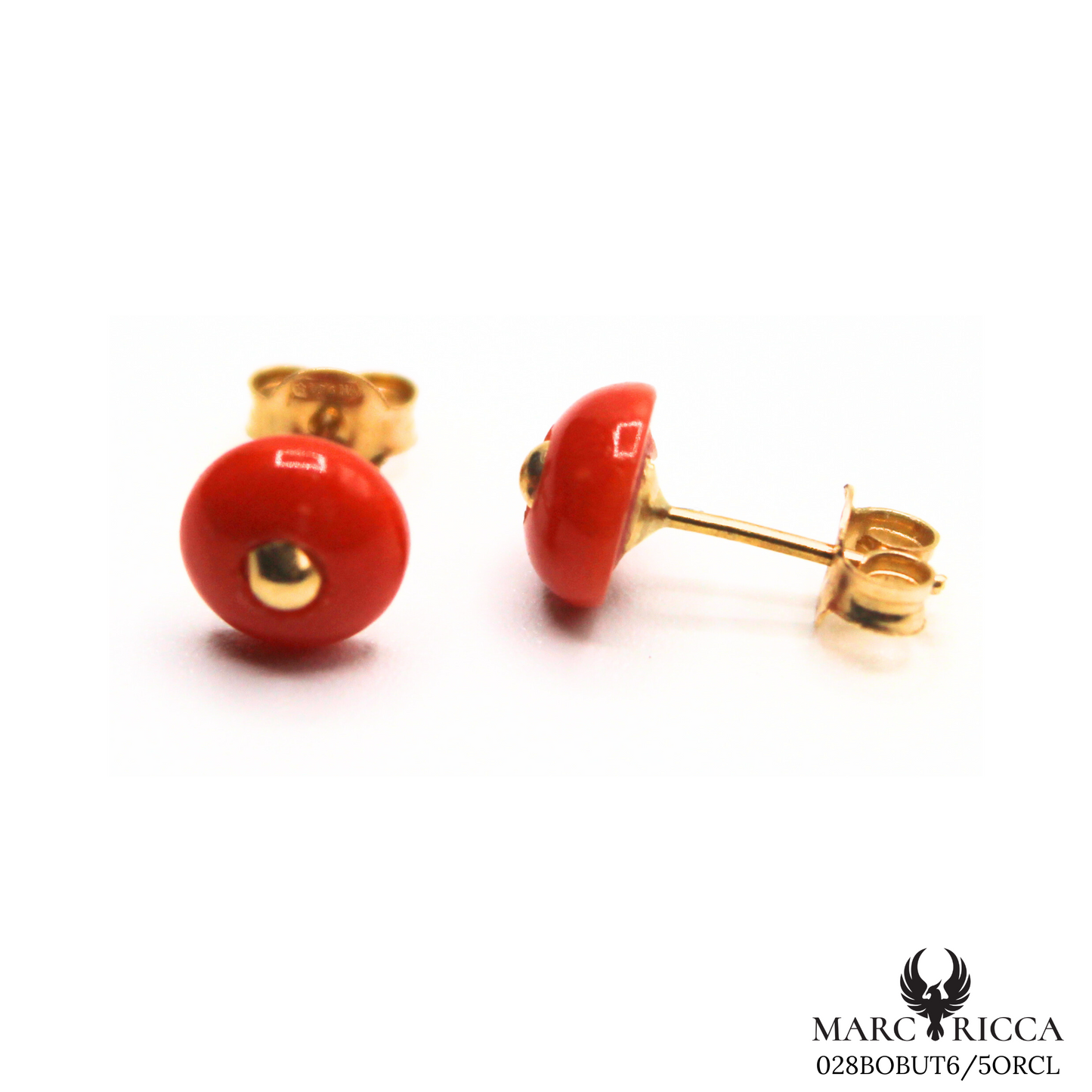 Boucles Or Corail Perle Plate & Tigé