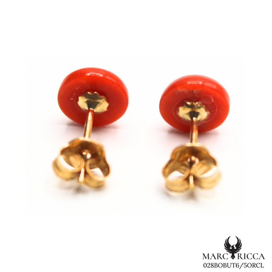 Boucles Or Corail Perle Plate & Tigé