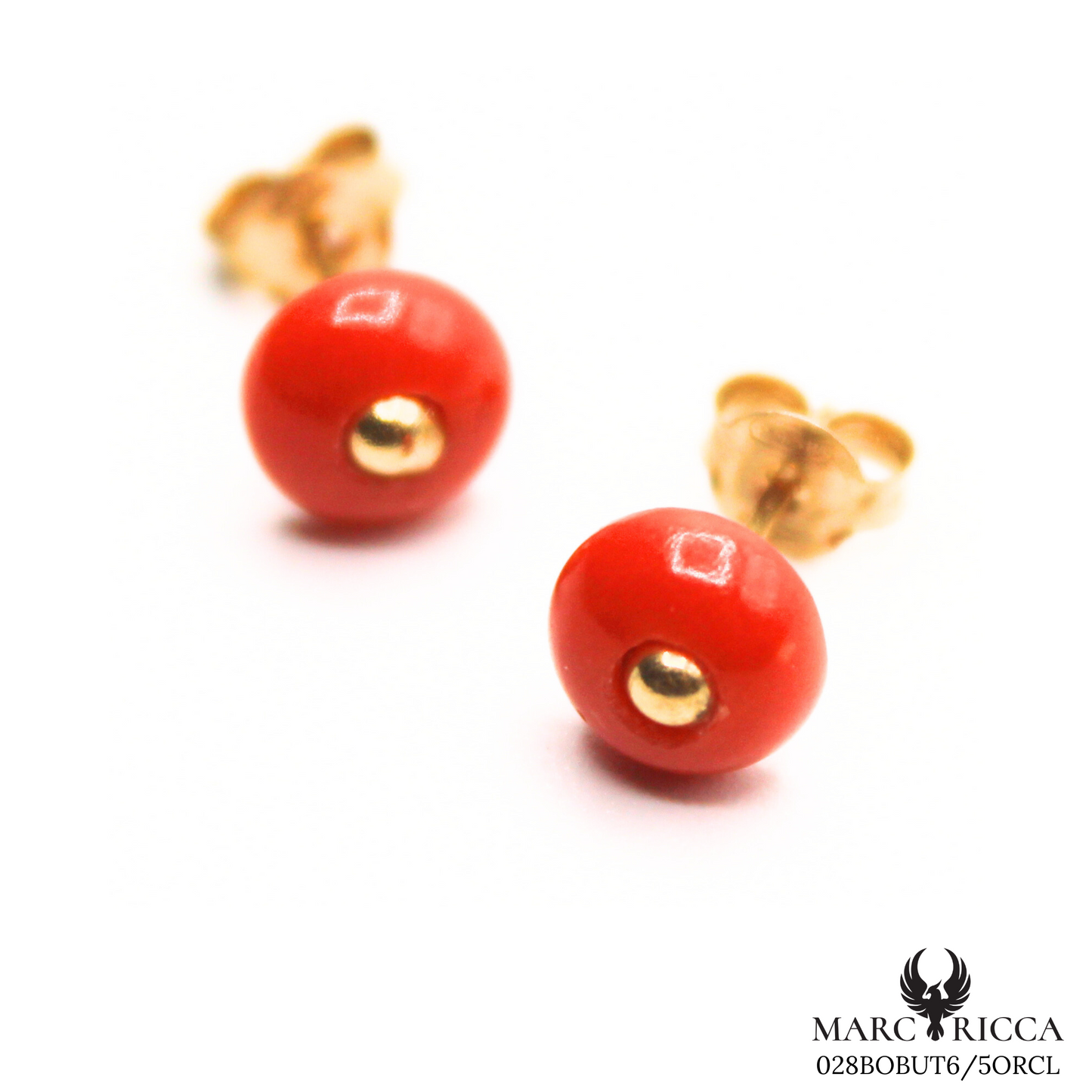Boucles Or Corail Perle Plate & Tigé