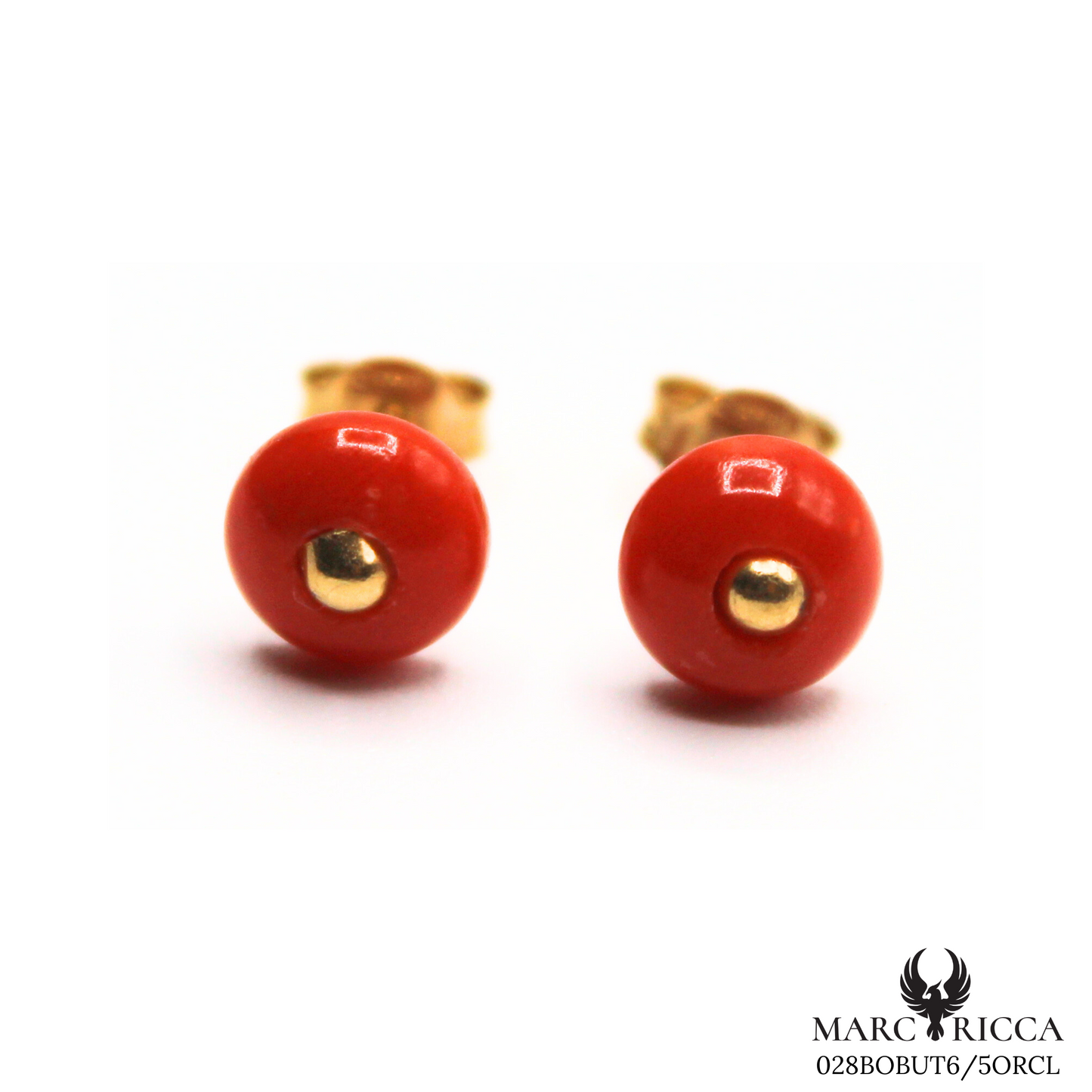 Boucles Or Corail Perle Plate & Tigé
