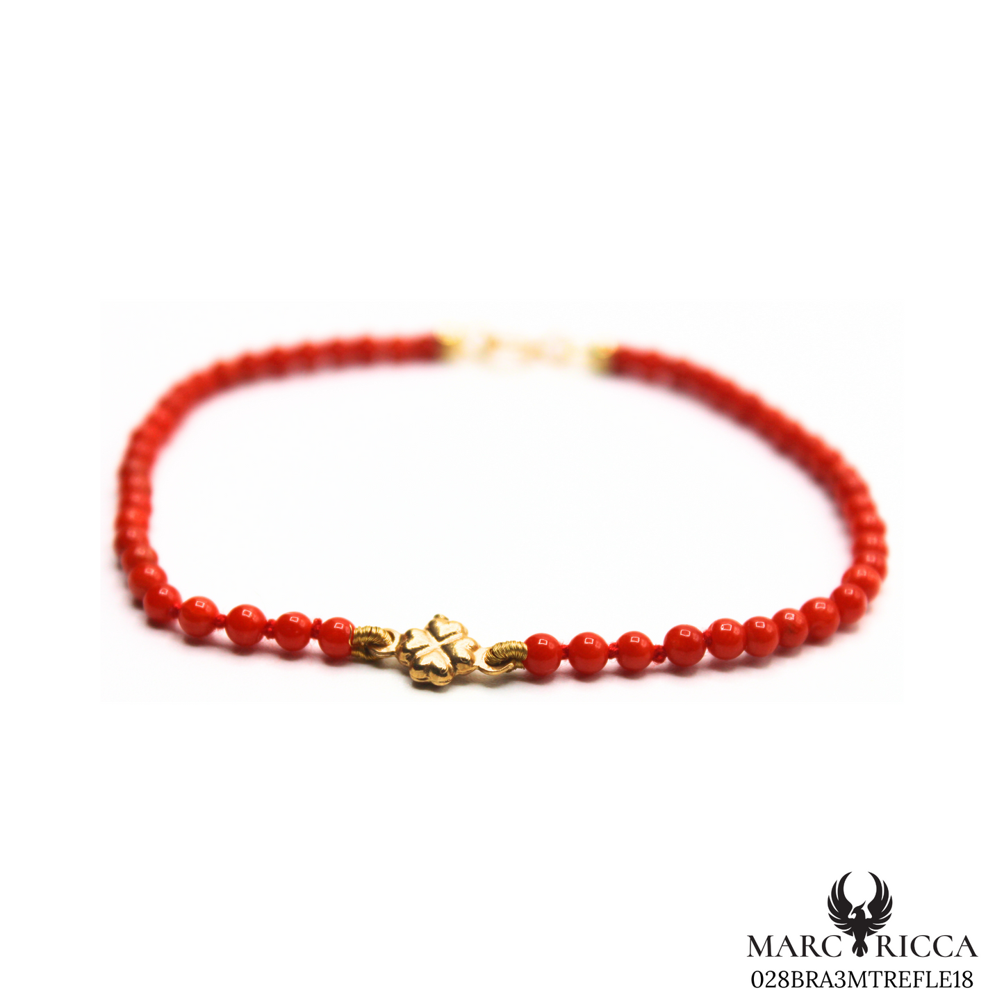Bracelet Or Corail Perle & Trèfle