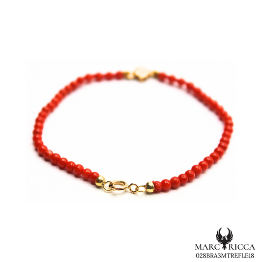 Bracelet Or Corail Perle & Trèfle