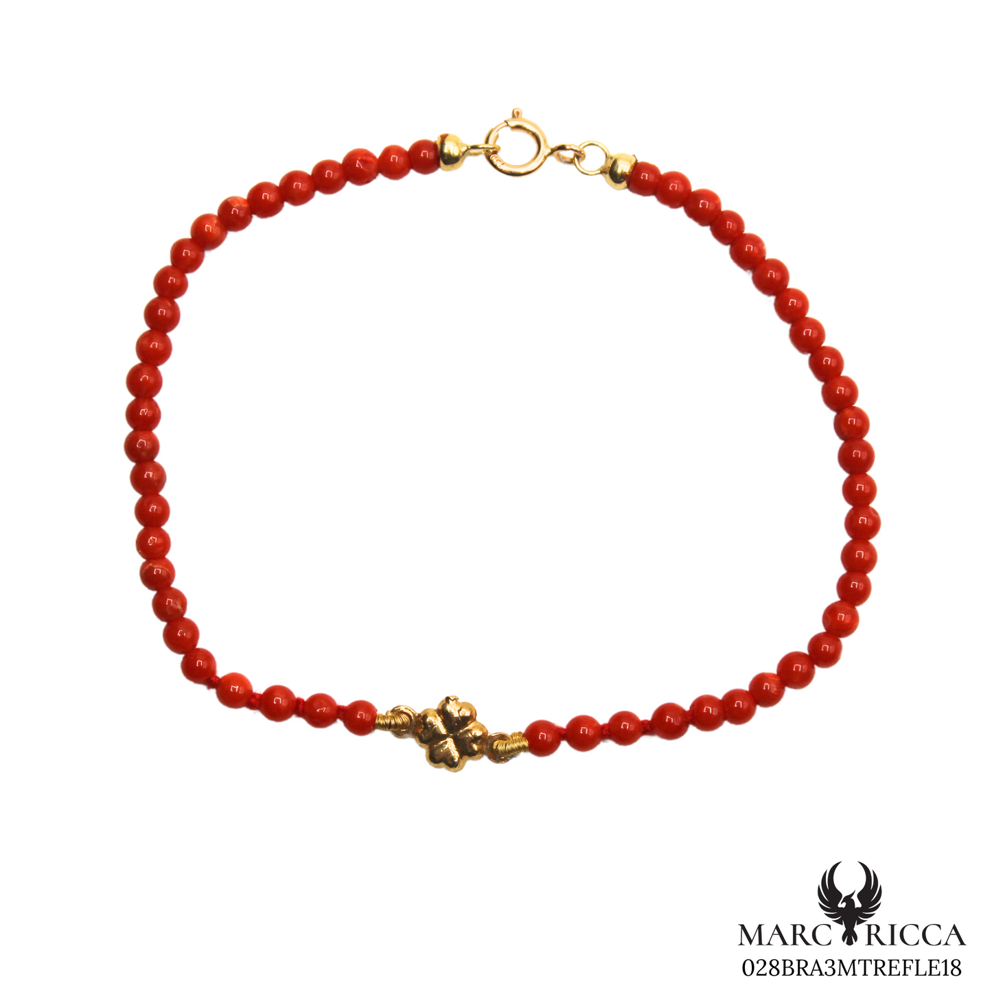 Bracelet Or Corail Perle & Trèfle