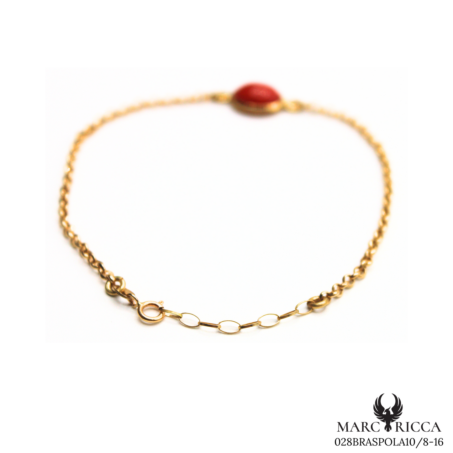 Bracelet Or Corail Cabochon Ovale