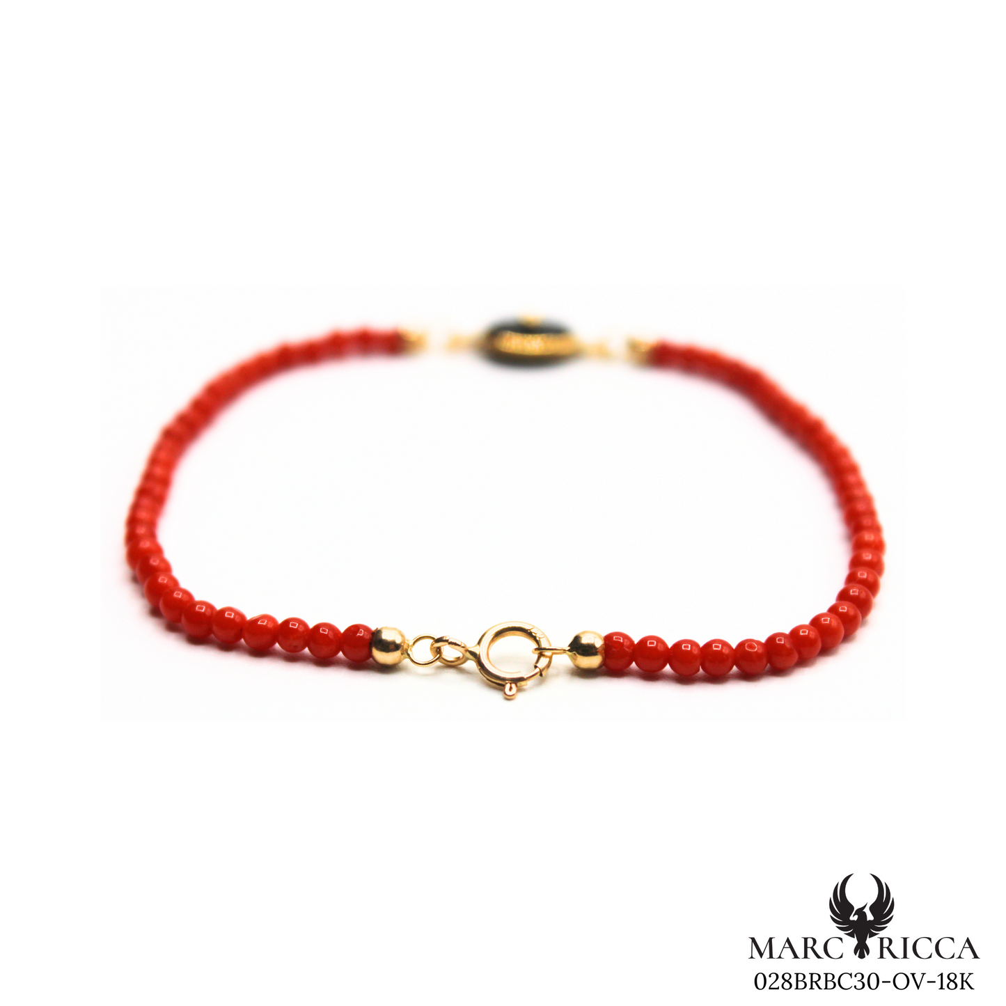Bracelet Or Corail & Onyx Ovale