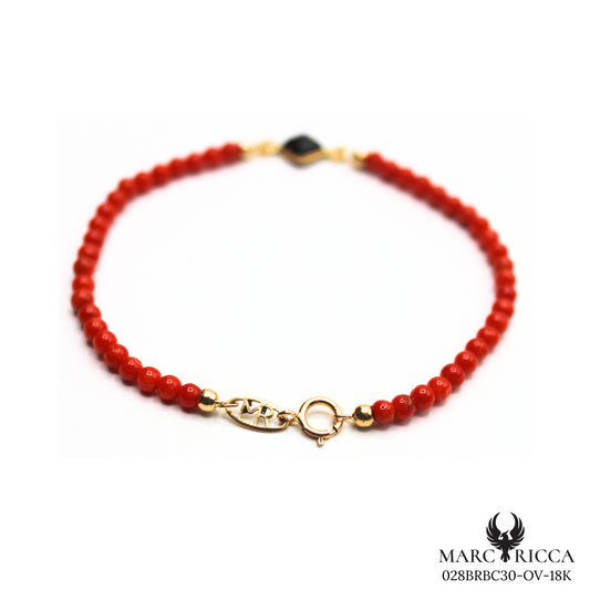 Bracelet Or Corail & Onyx Carrée