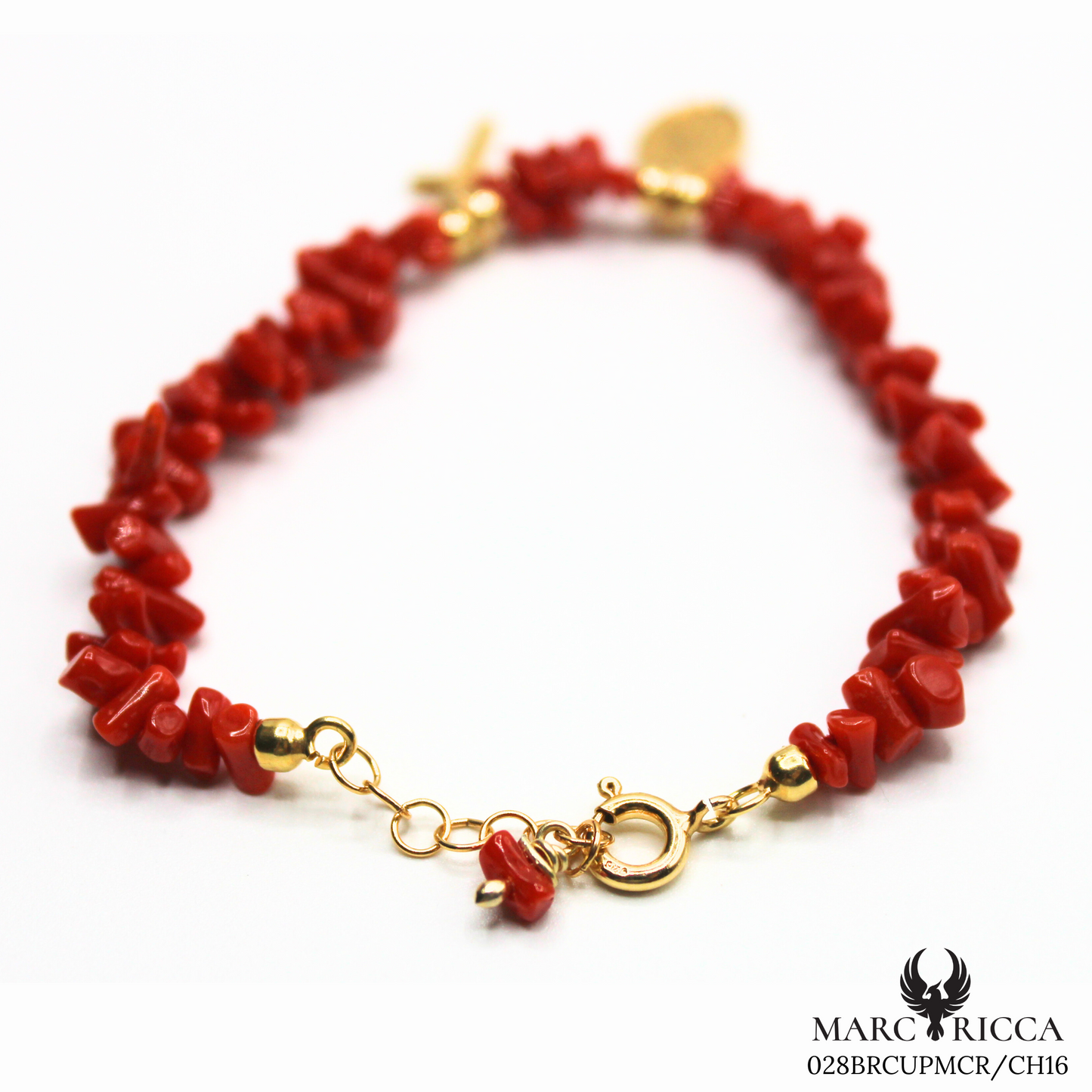Bracelet Vermeil Corail Cupolino & Chams Croix & Madone