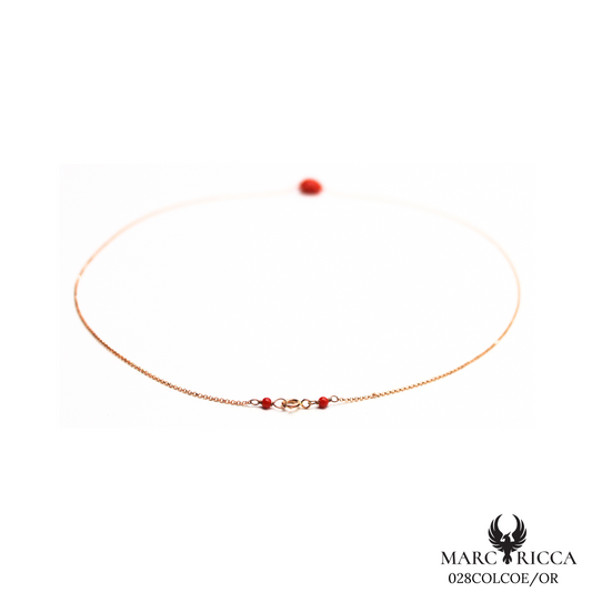 Collier Or Corail Cœur Or Jaune & Gris