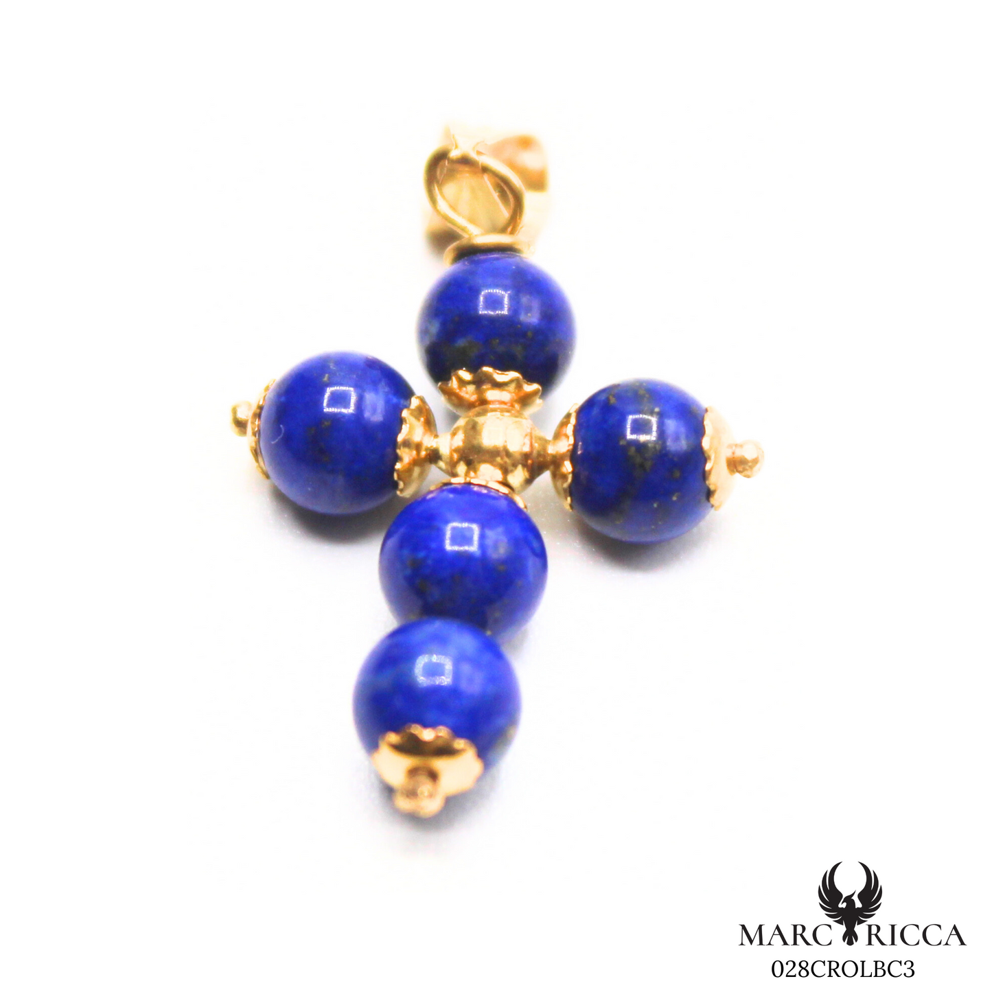 Pendentif Or Croix Perle Corail/Corail Blanc/Lapis Lazuli/Malachite