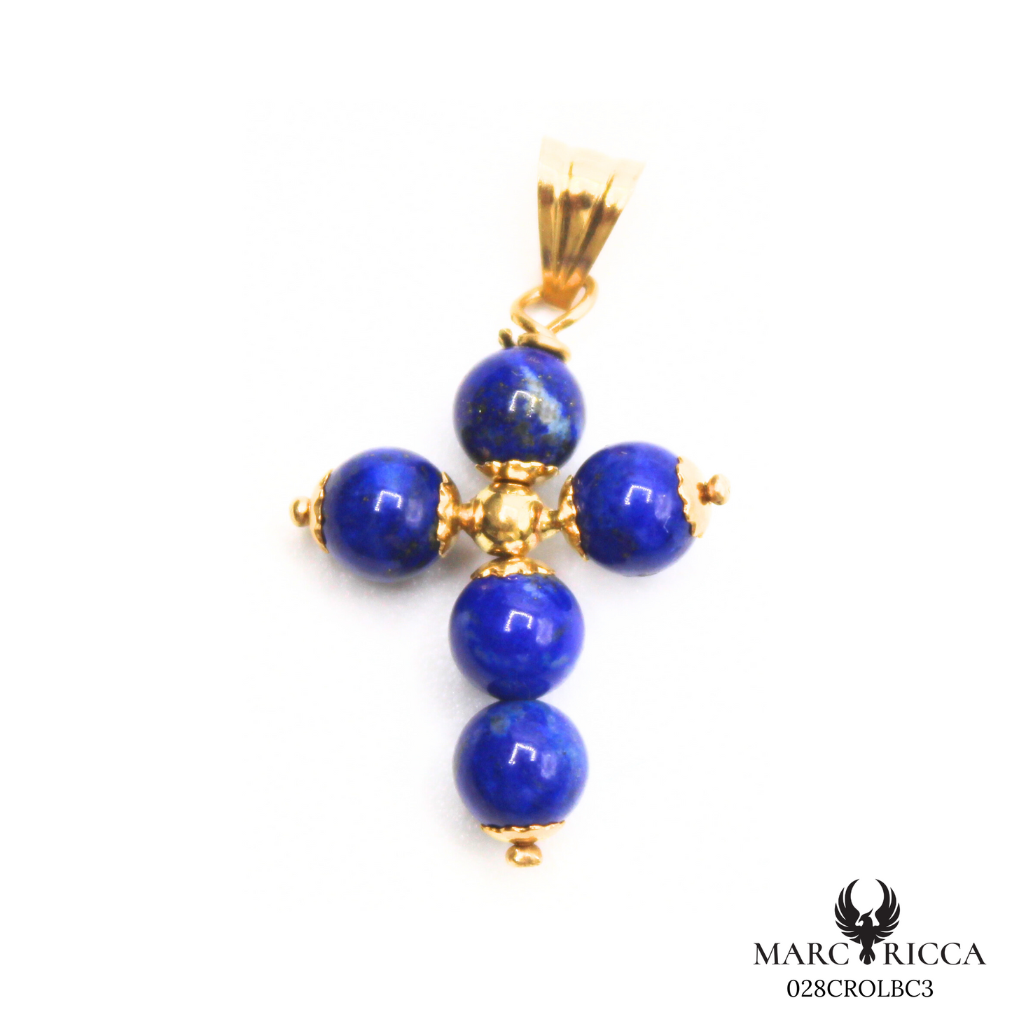 Pendentif Or Croix Perle Corail/Corail Blanc/Lapis Lazuli/Malachite
