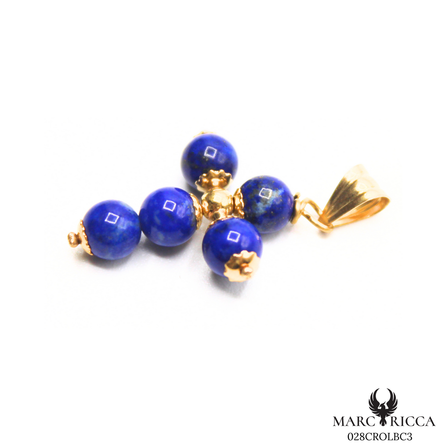 Pendentif Or Croix Perle Corail/Corail Blanc/Lapis Lazuli/Malachite