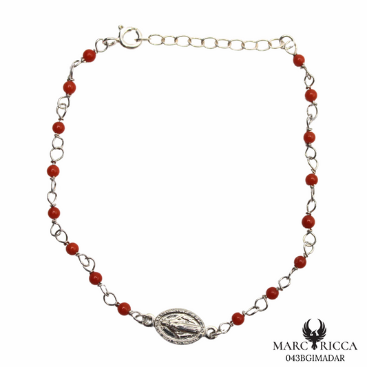Bracelet Argent Corail Perle & Madone
