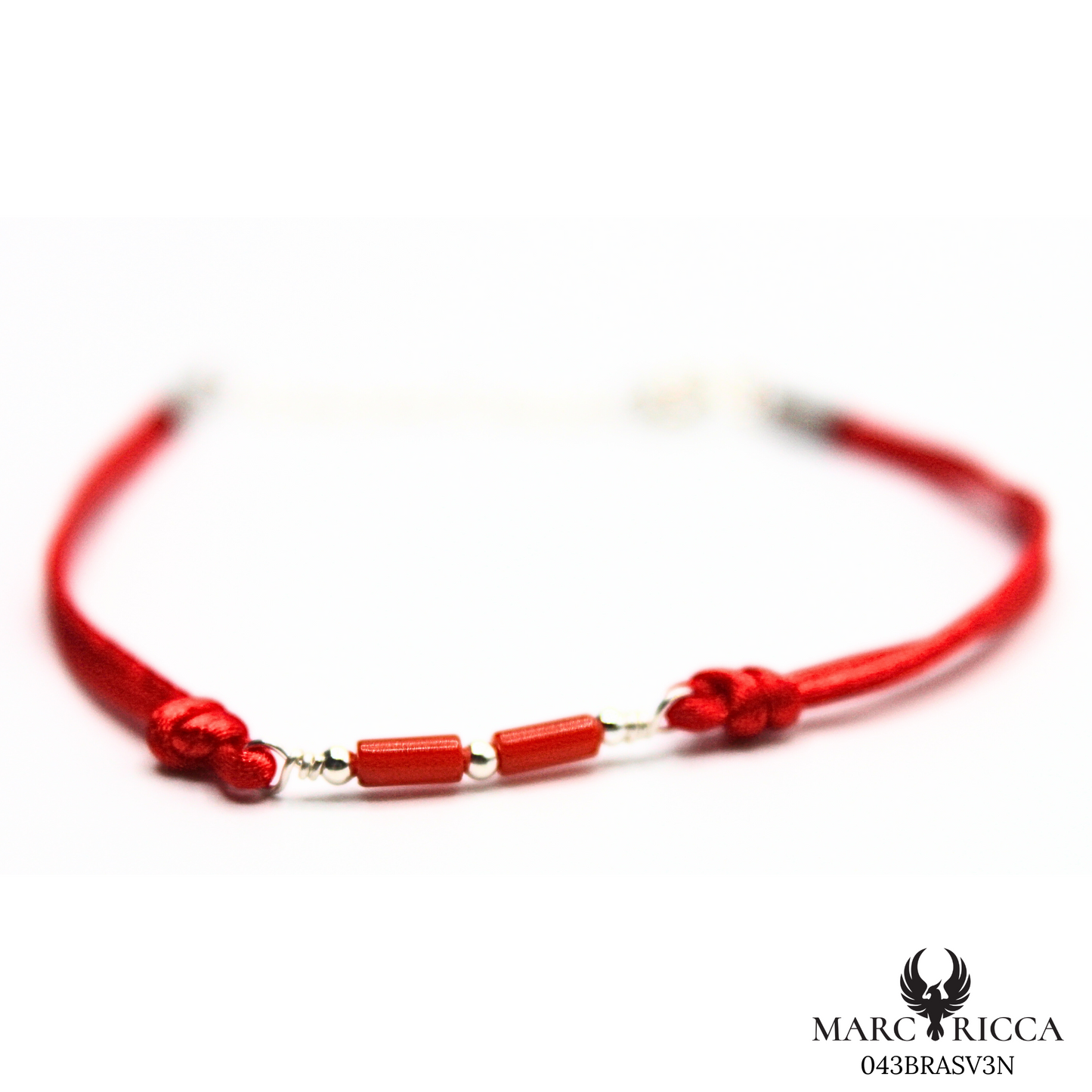 Bracelet Argent Corail Végétal Tube & Cordon