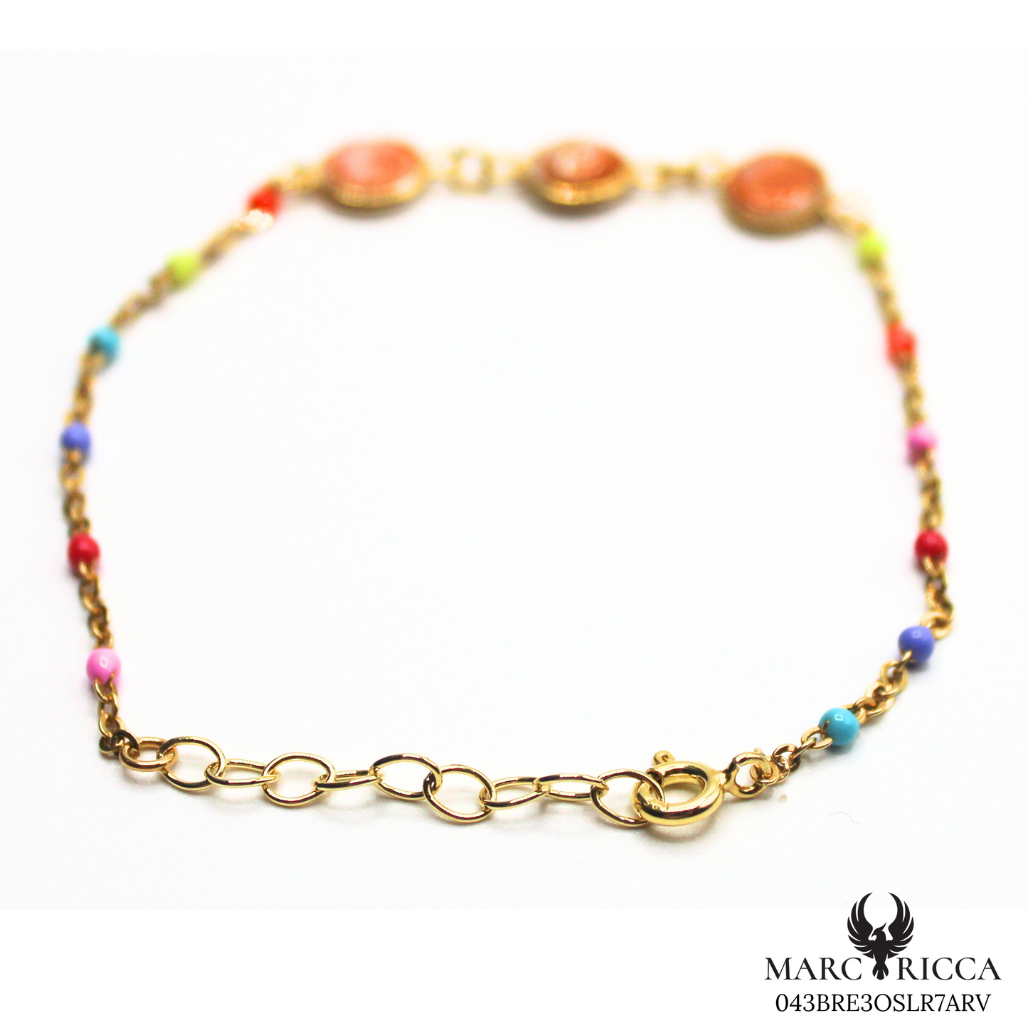 Bracelet Vermeil 3 Œil Sainte Lucie & Perle Résine