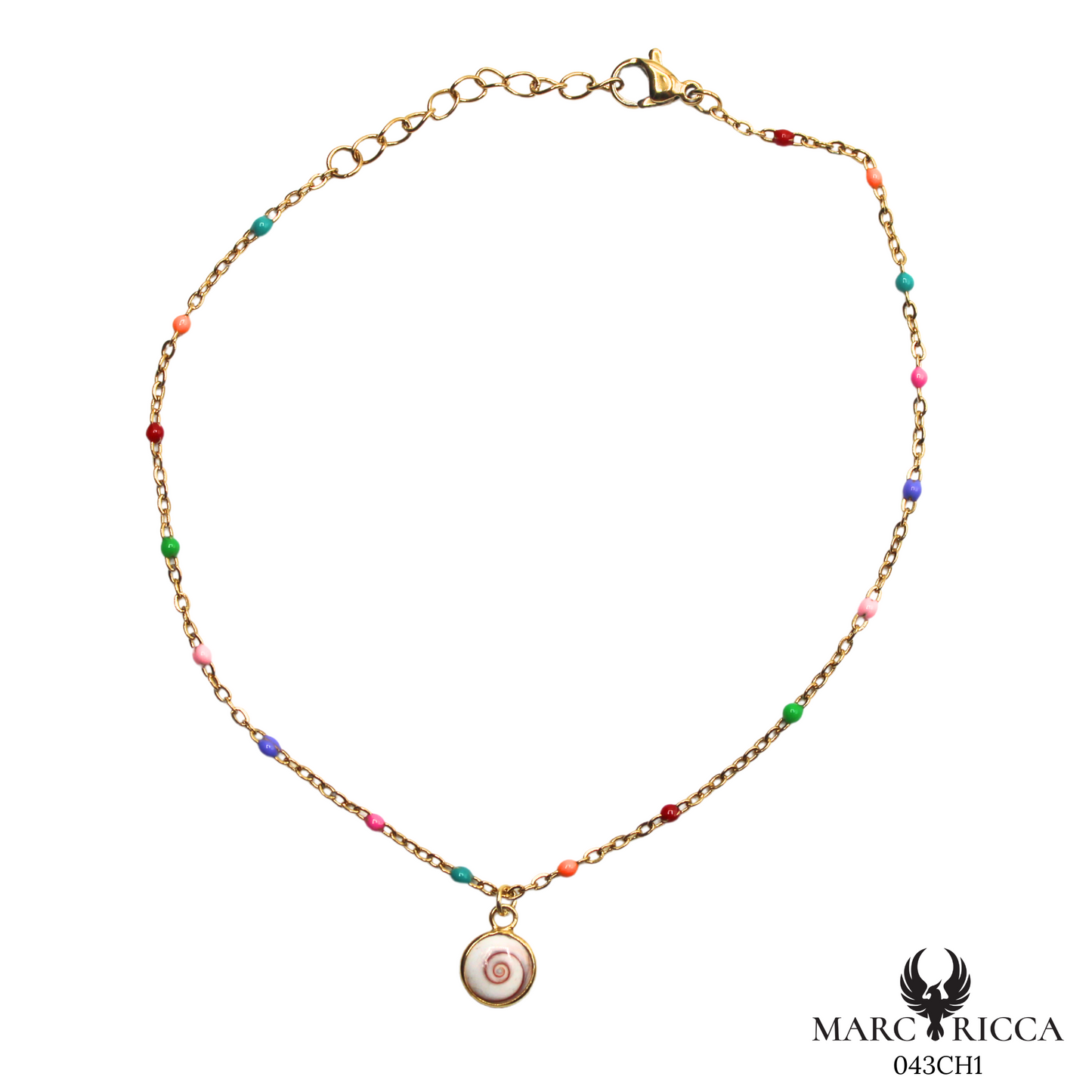 Bracelet Cheville Vermeil Oeil Sainte Lucie & Perle Résine