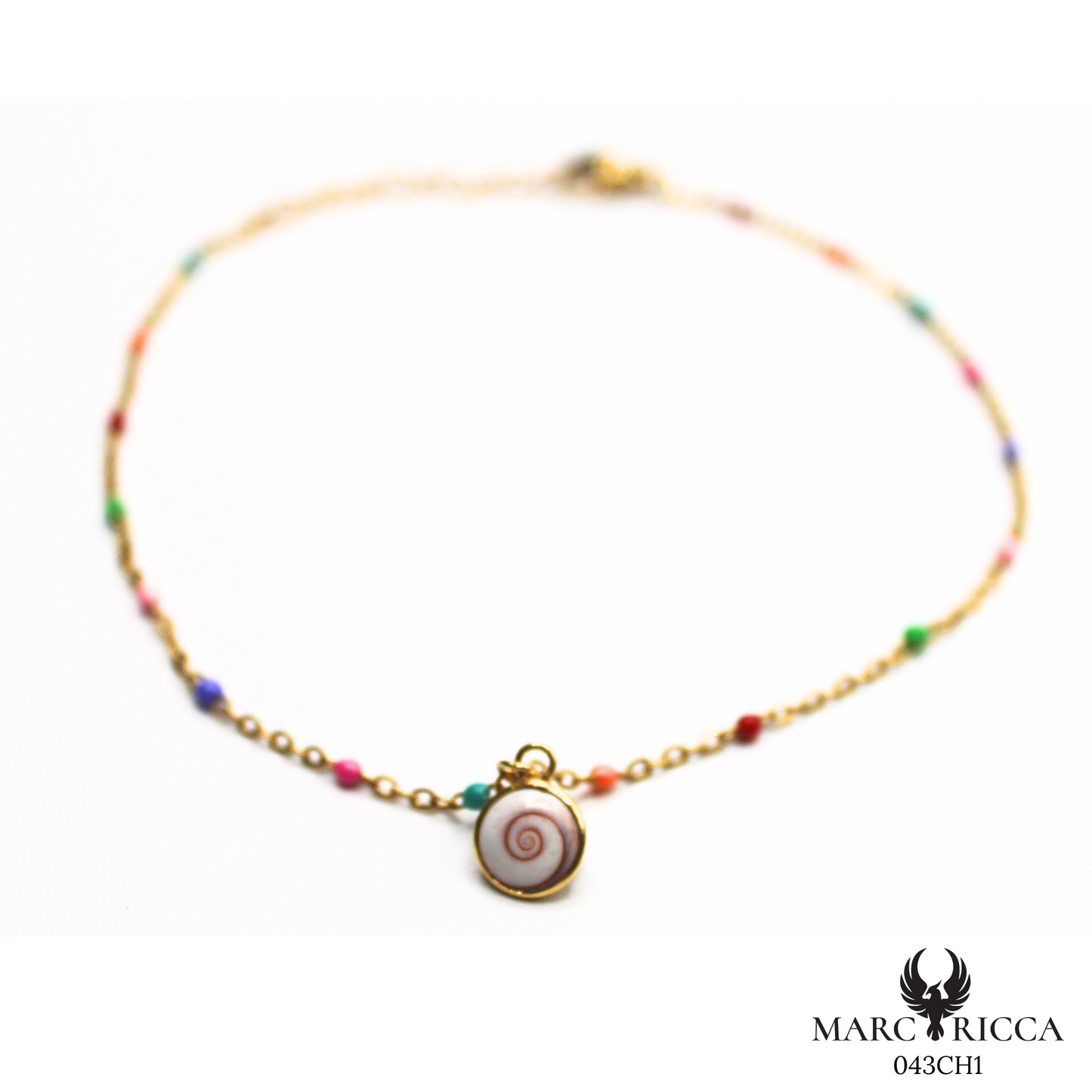 Bracelet Cheville Vermeil Oeil Sainte Lucie & Perle Résine