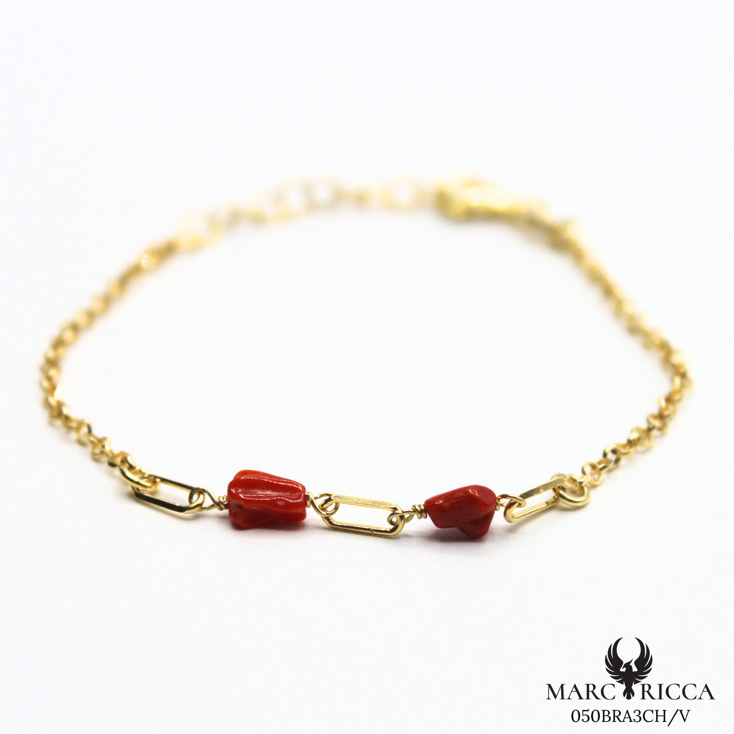 Bracelet Vermeil Corail Morceau