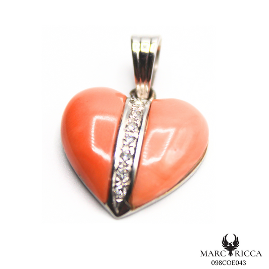 Pendentif Or Corail Rose & Brillant Pièce Unique