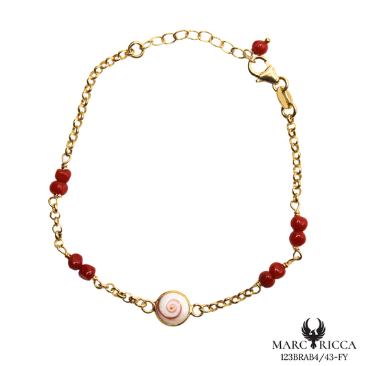 Bracelet Vermeil Corail Perle & Œil Sainte Lucie