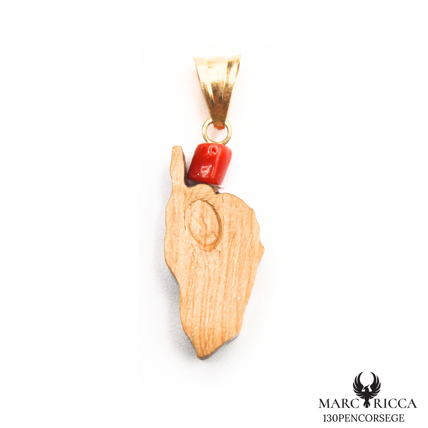 Pendentif Or Corail & Bois De Genévrier Pièce Unique