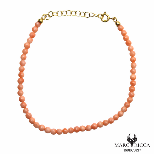 Bracelet Vermeil Corail Rose Perle 3mm