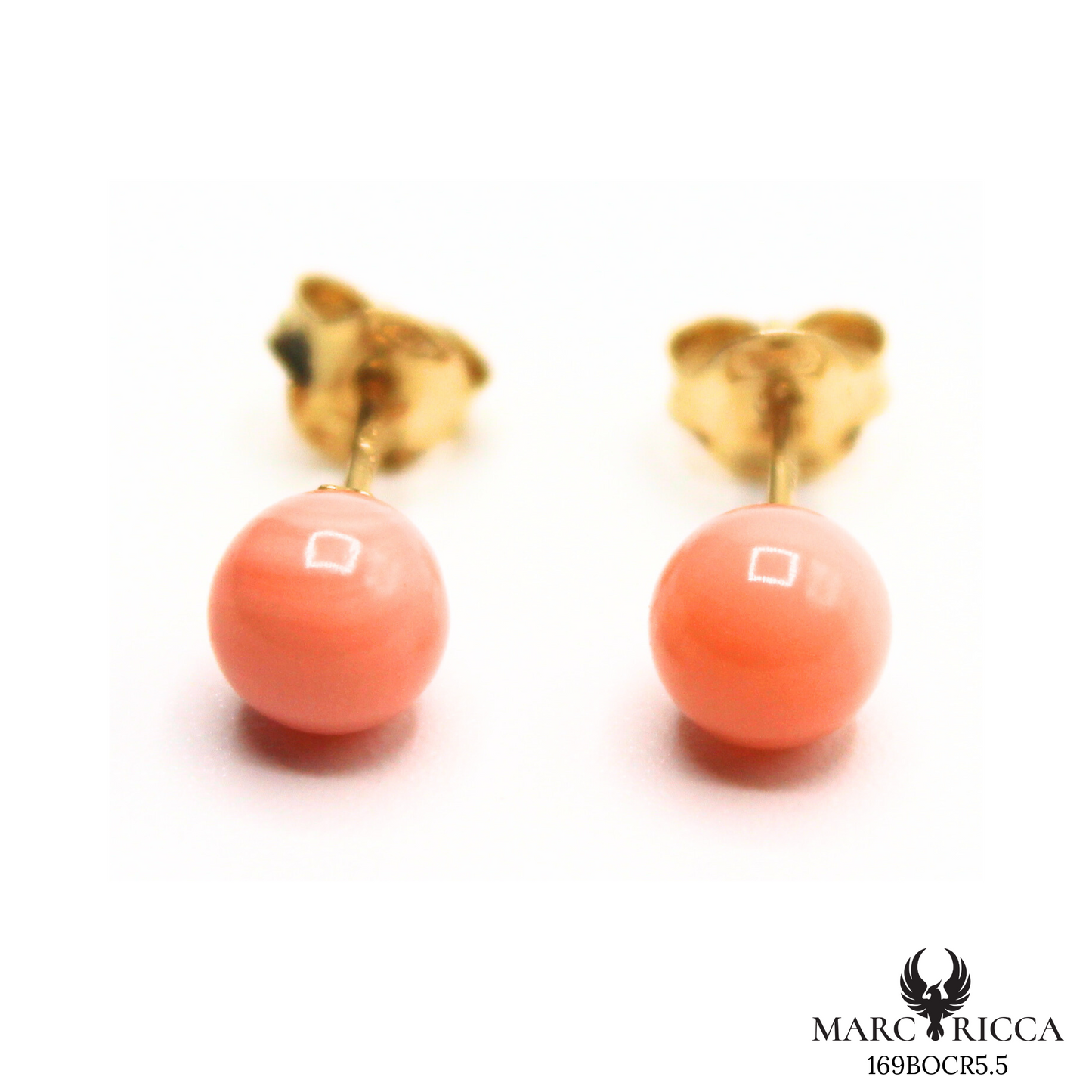 Boucles Or Corail Rose Perle 5mm