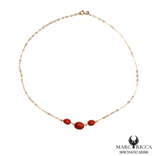 Collier Or Corail Triple Cabochon