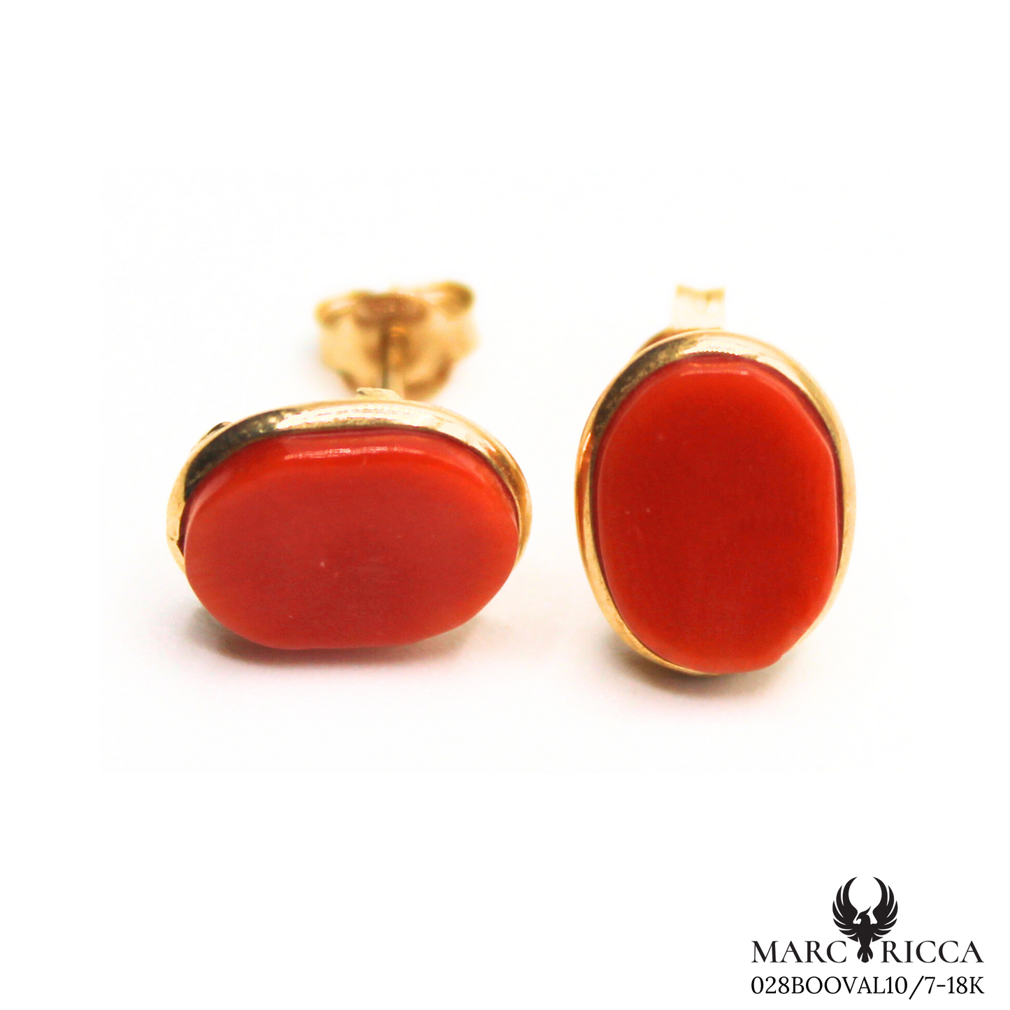 Boucles Or Corail Ovale 18 Carats