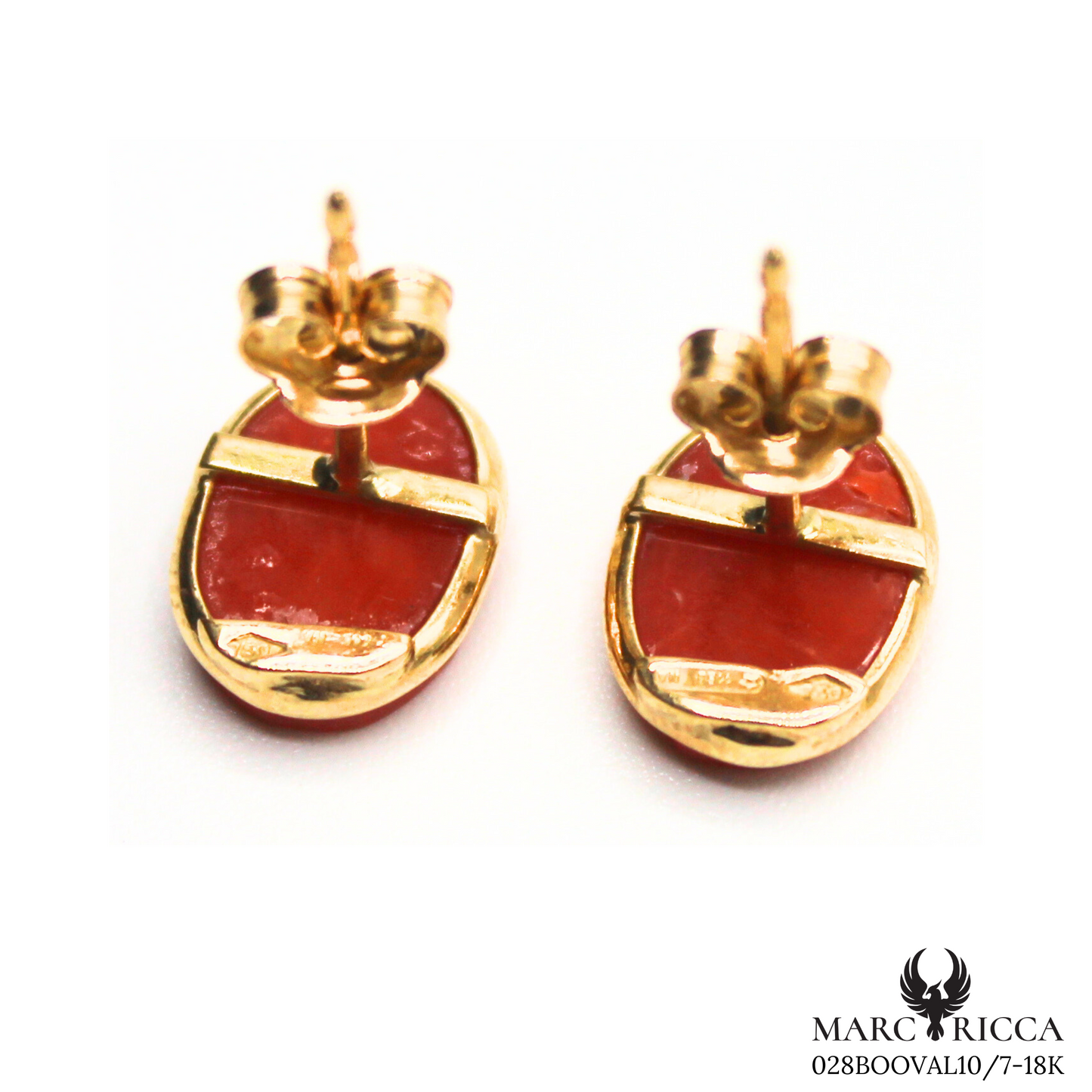 Boucles Or Corail Ovale 18 Carats