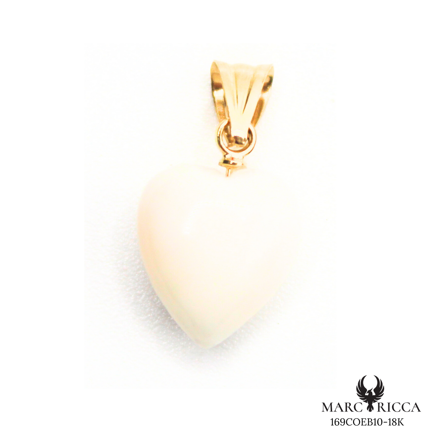 Pendentif Or Corail Blanc Cœur
