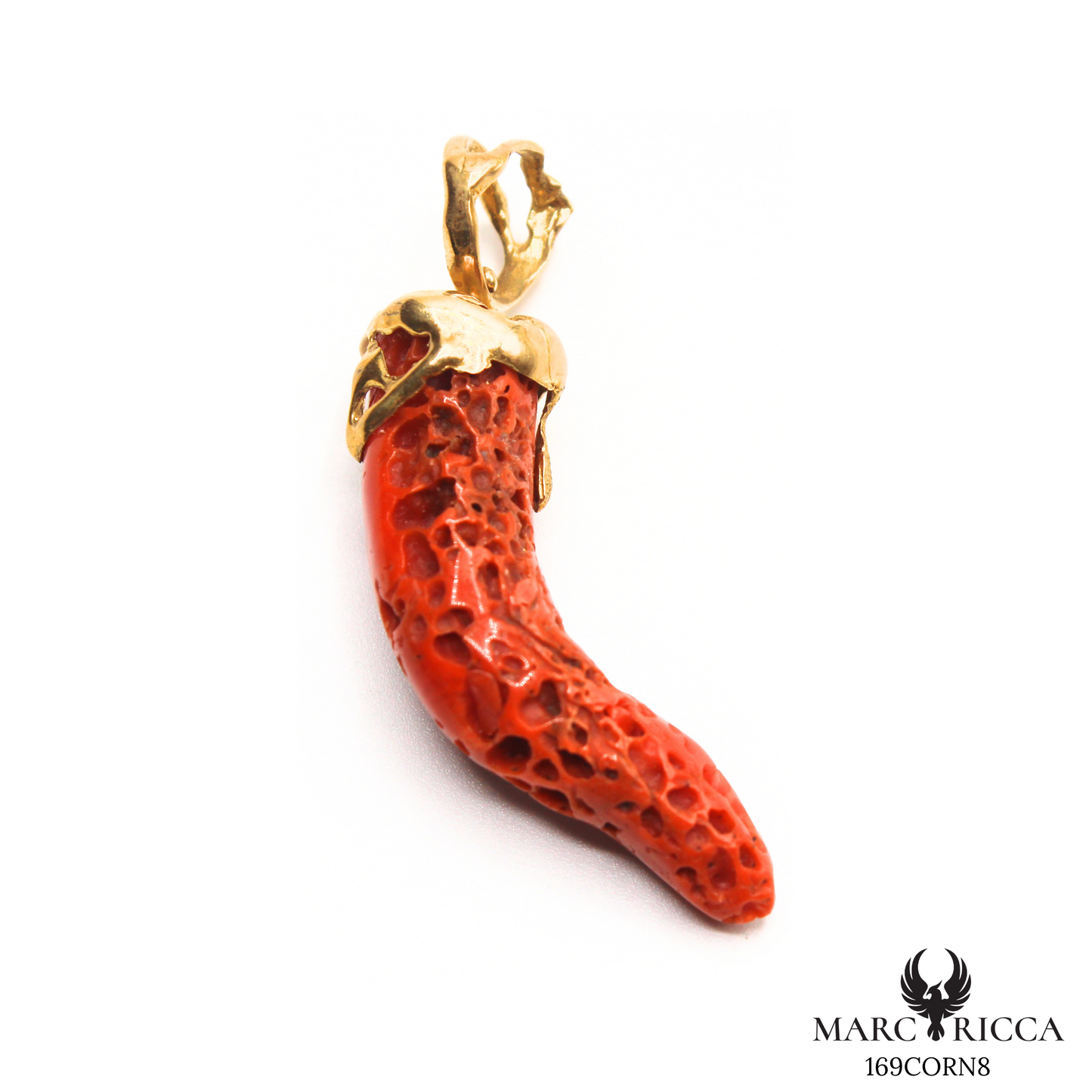 Pendentif Or Corail Corne Pièce Unique