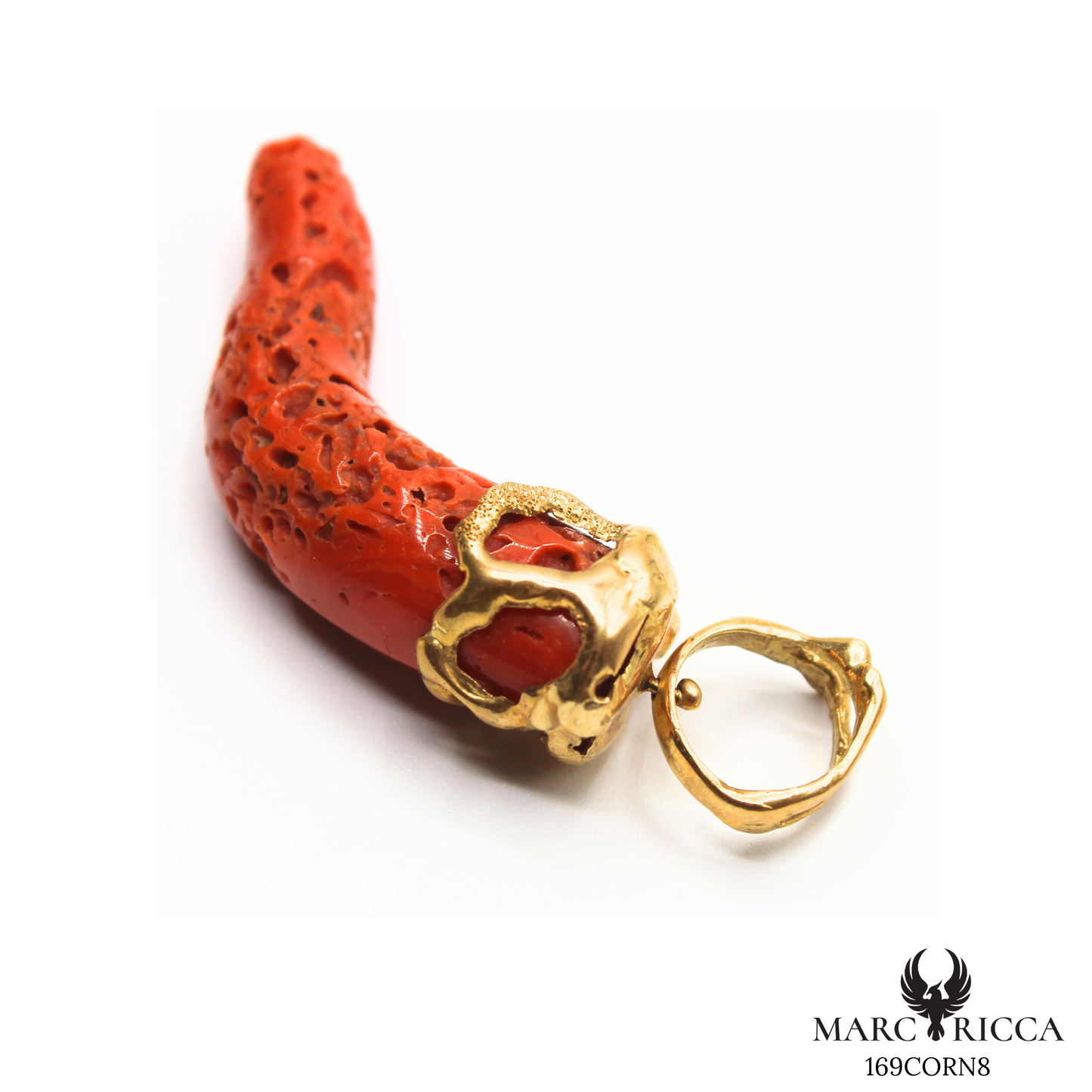 Pendentif Or Corail Corne Pièce Unique
