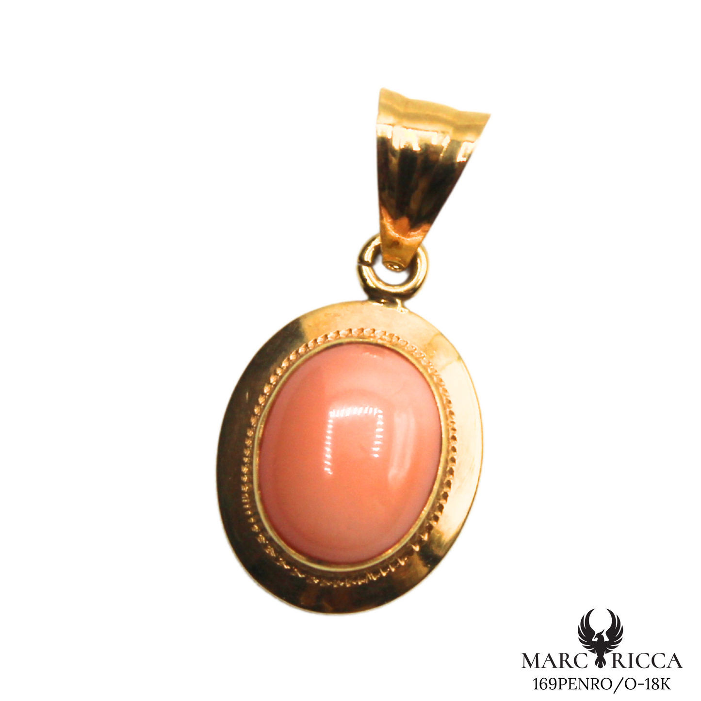 Pendentif Or Corail Cabochon
