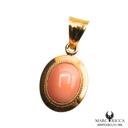 Pendentif Or Corail Cabochon