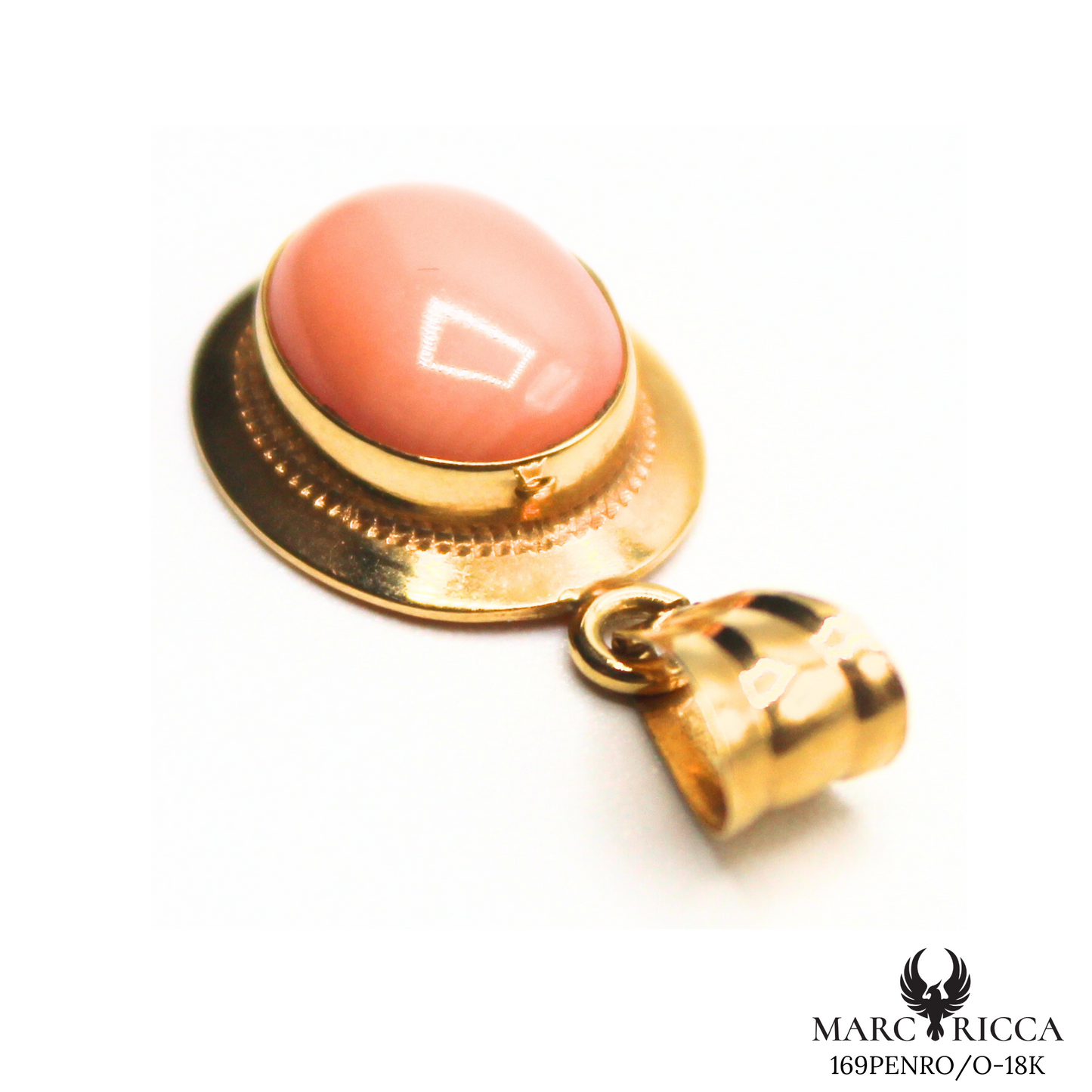 Pendentif Or Corail Cabochon
