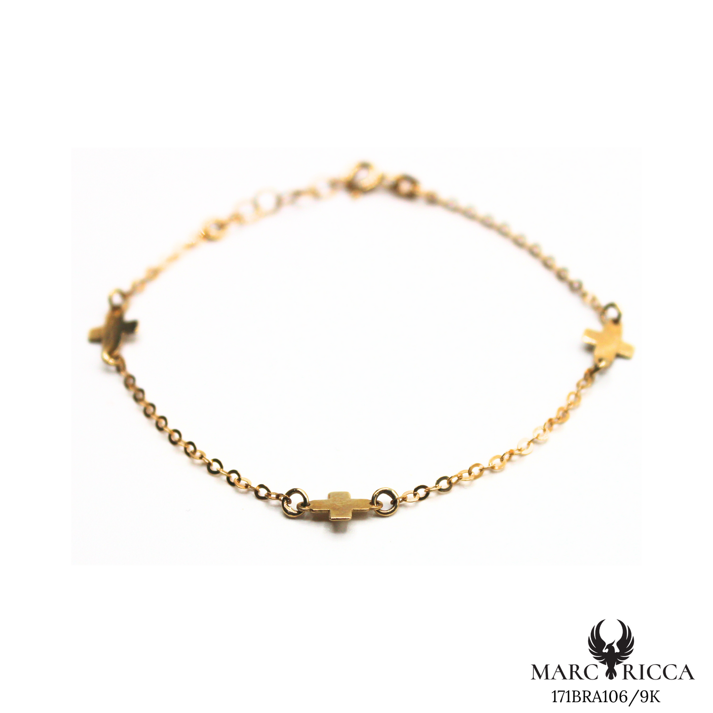 Bracelet Or Triple Croix Pleines 9 carats