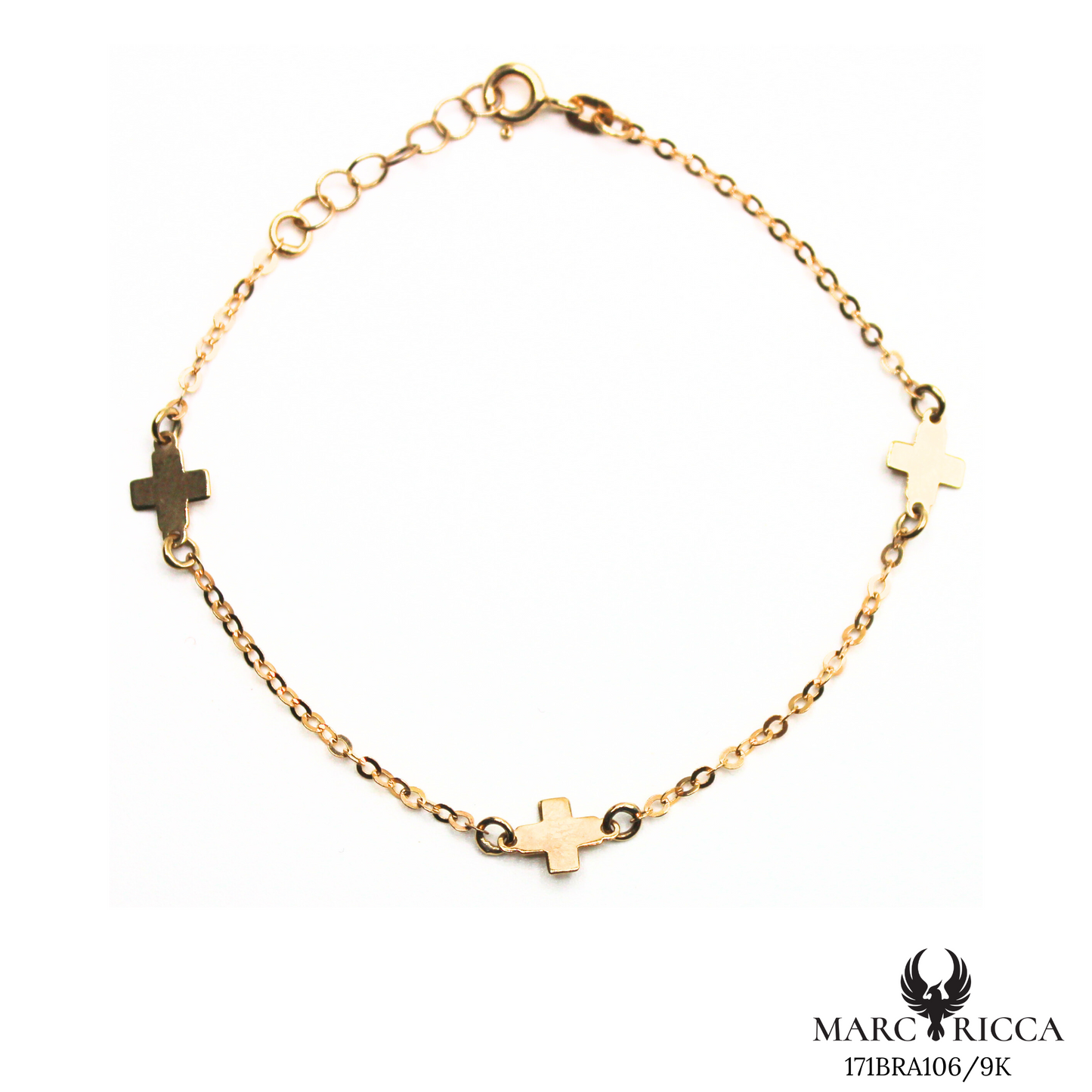 Bracelet Or Triple Croix Pleines 9 carats