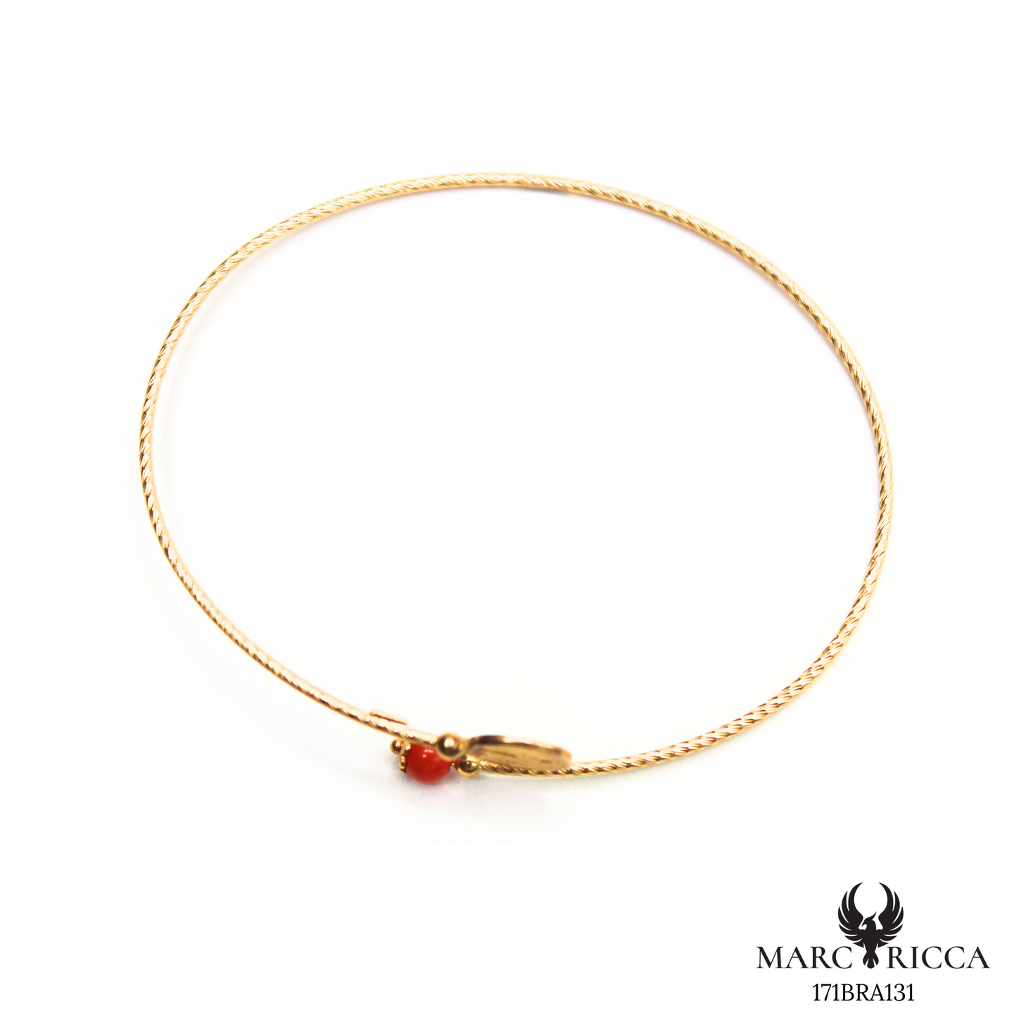 Bracelet Or Jonc Perle Corail & Madone