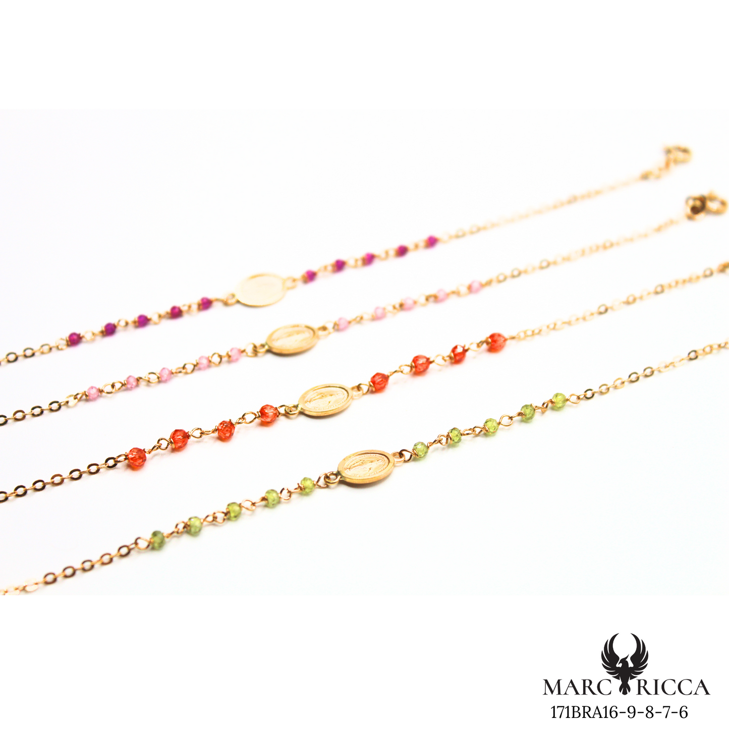 Bracelet Or Madone & Perle Cristal Colorés