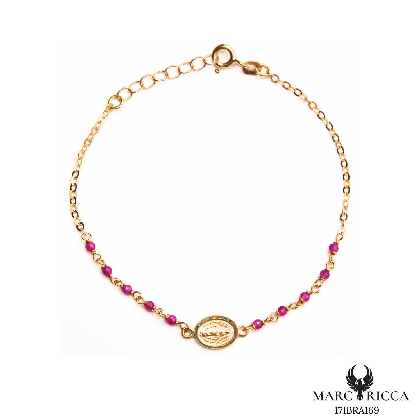 Bracelet Or Madone & Perle Cristal Colorés