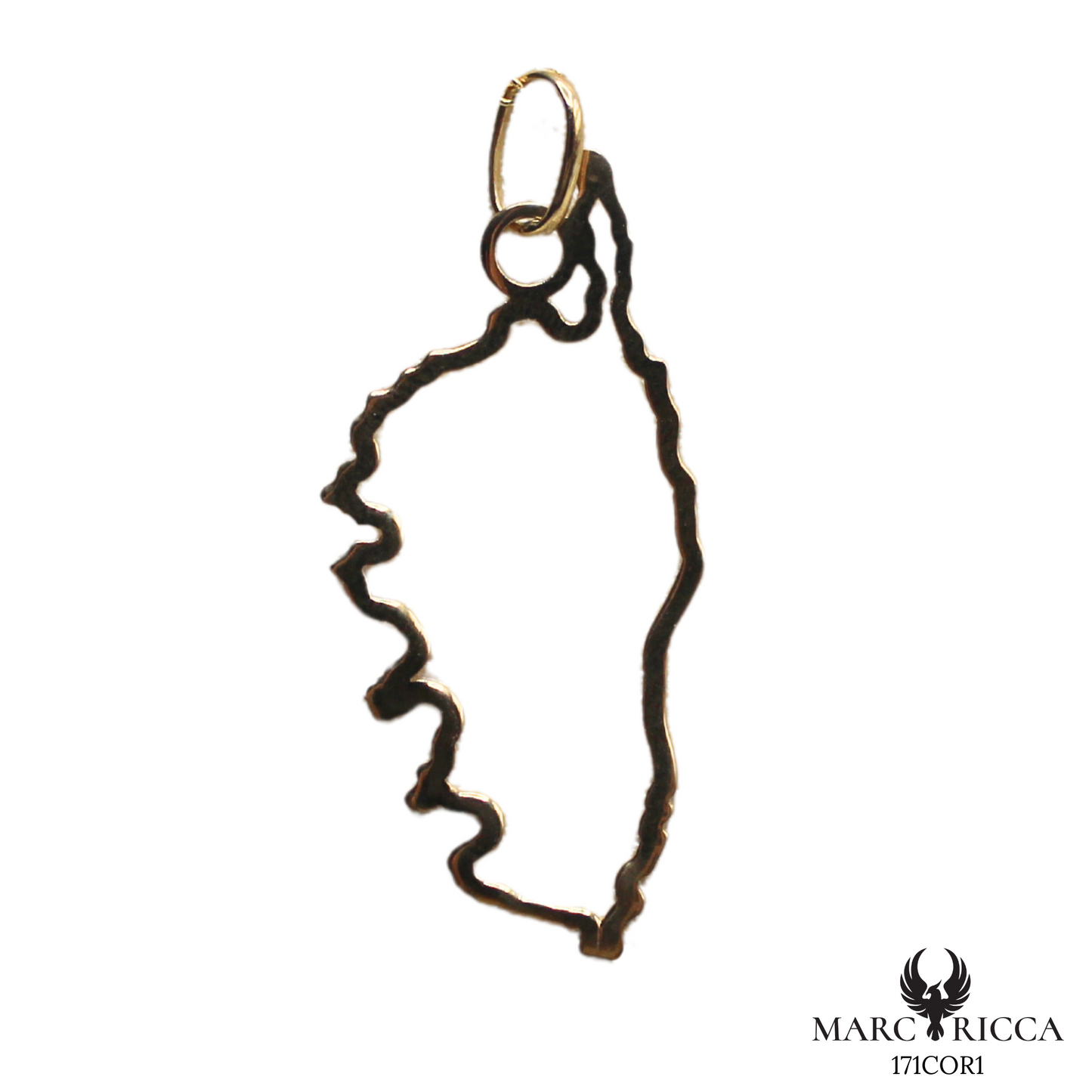 Pendentif Or Corse Géographique 18 ou 9 Carats 2cm / 2.7cm ou 3.2cm