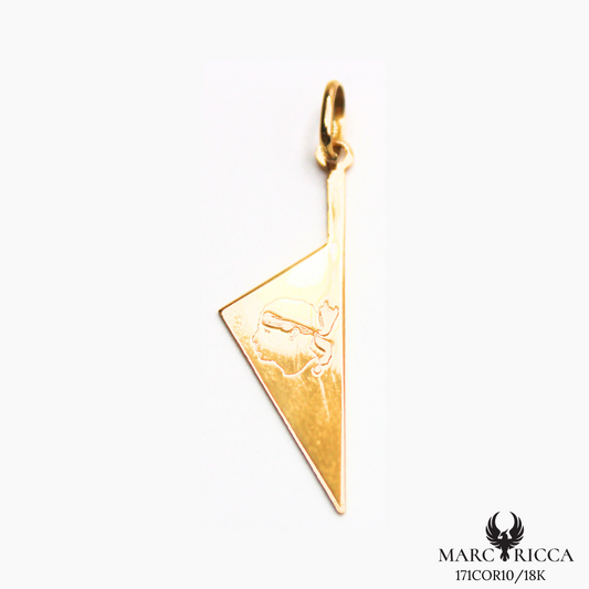 Pendentif Or Corse Stylisée Pleine & Tête de Maure 18 & 9 Carats
