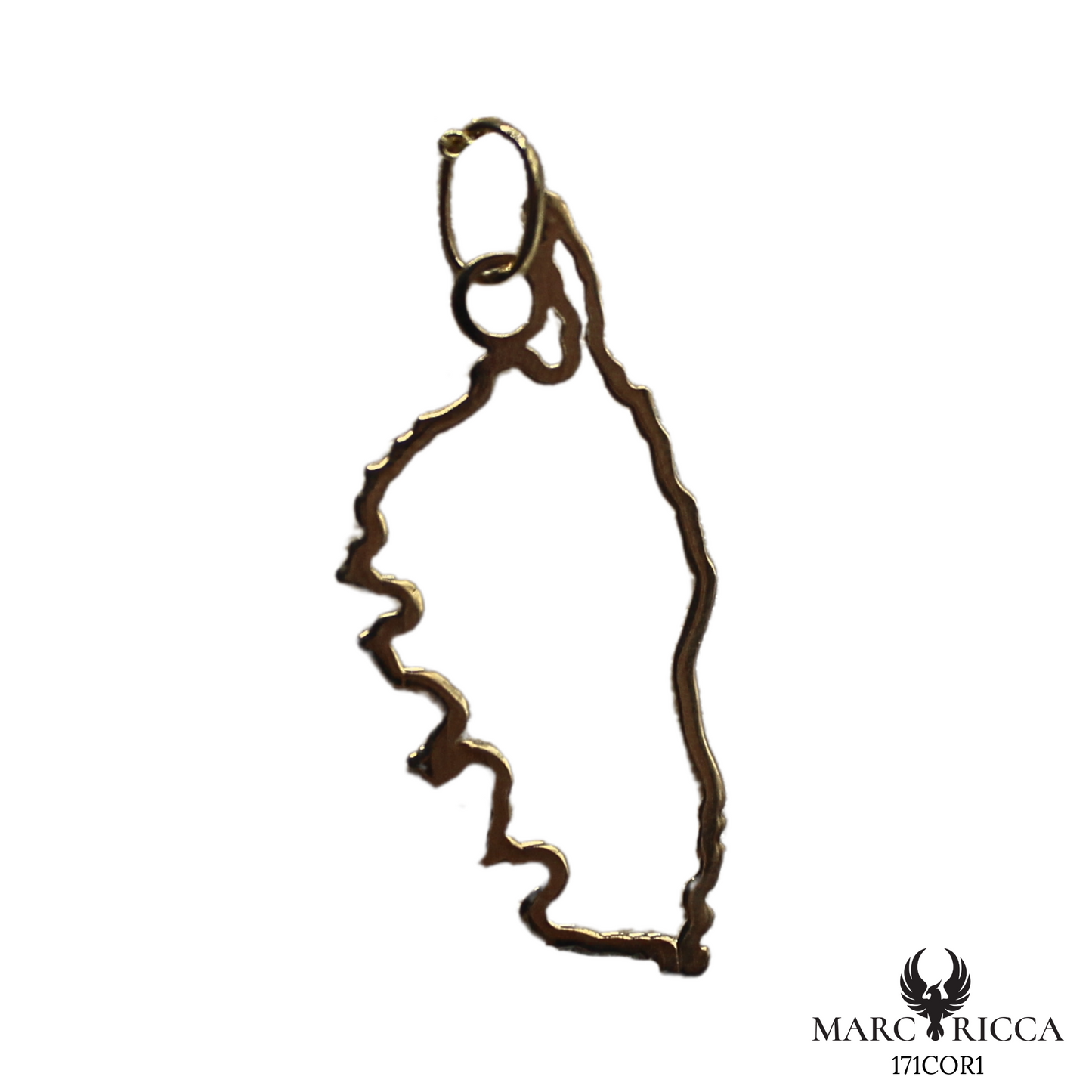 Pendentif Or Corse Géographique 18 ou 9 Carats 2cm / 2.7cm ou 3.2cm