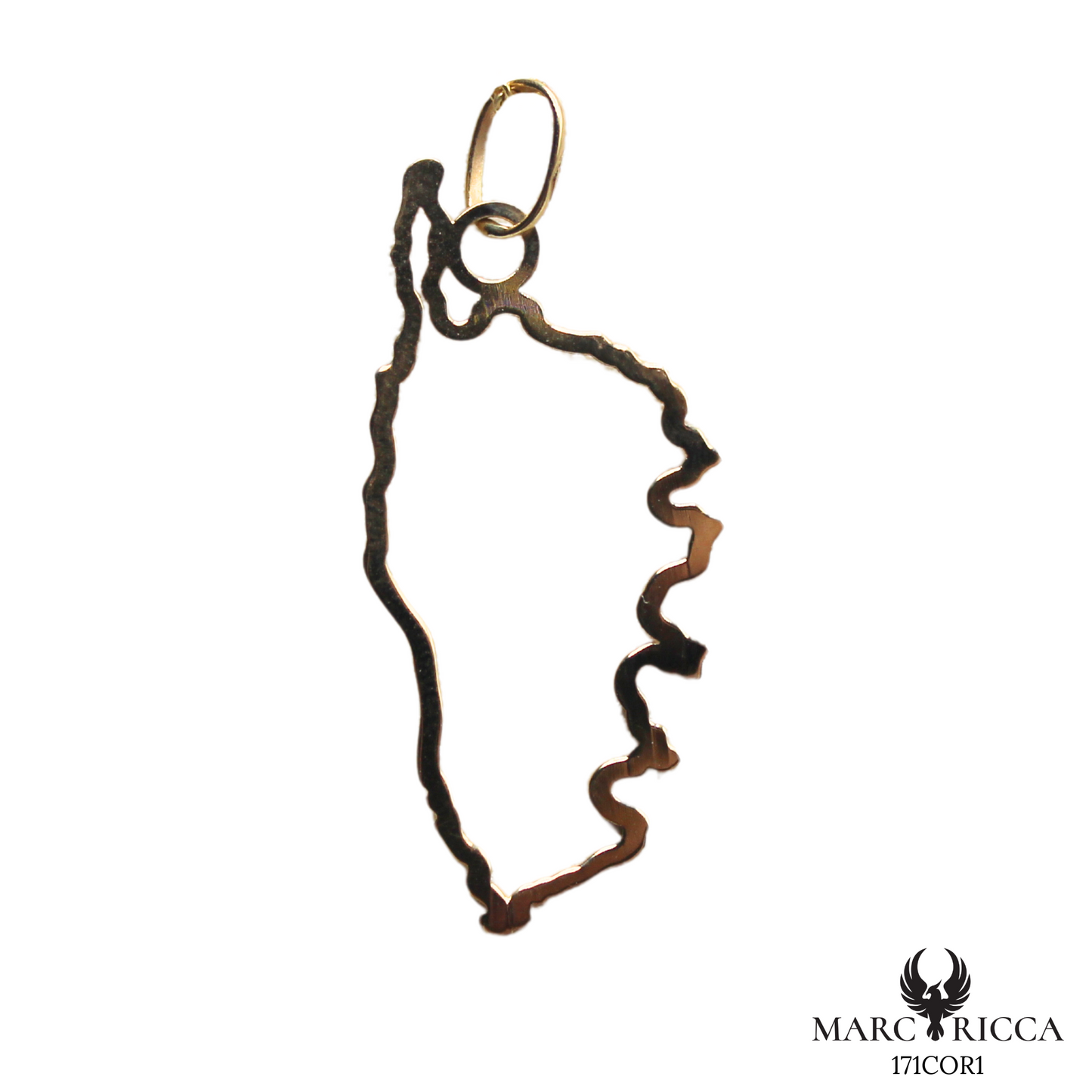 Pendentif Or Corse Géographique 18 ou 9 Carats 2cm / 2.7cm ou 3.2cm
