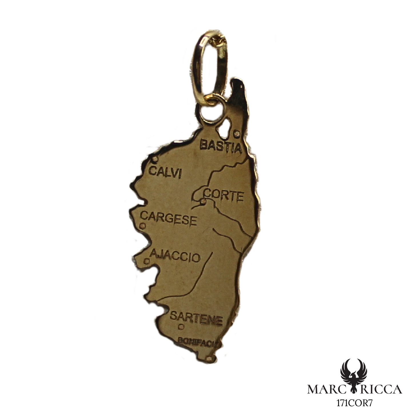 Pendentif Or Corse Villes & Fleuves 18 ou 9 Carats 2.5cm/2cm