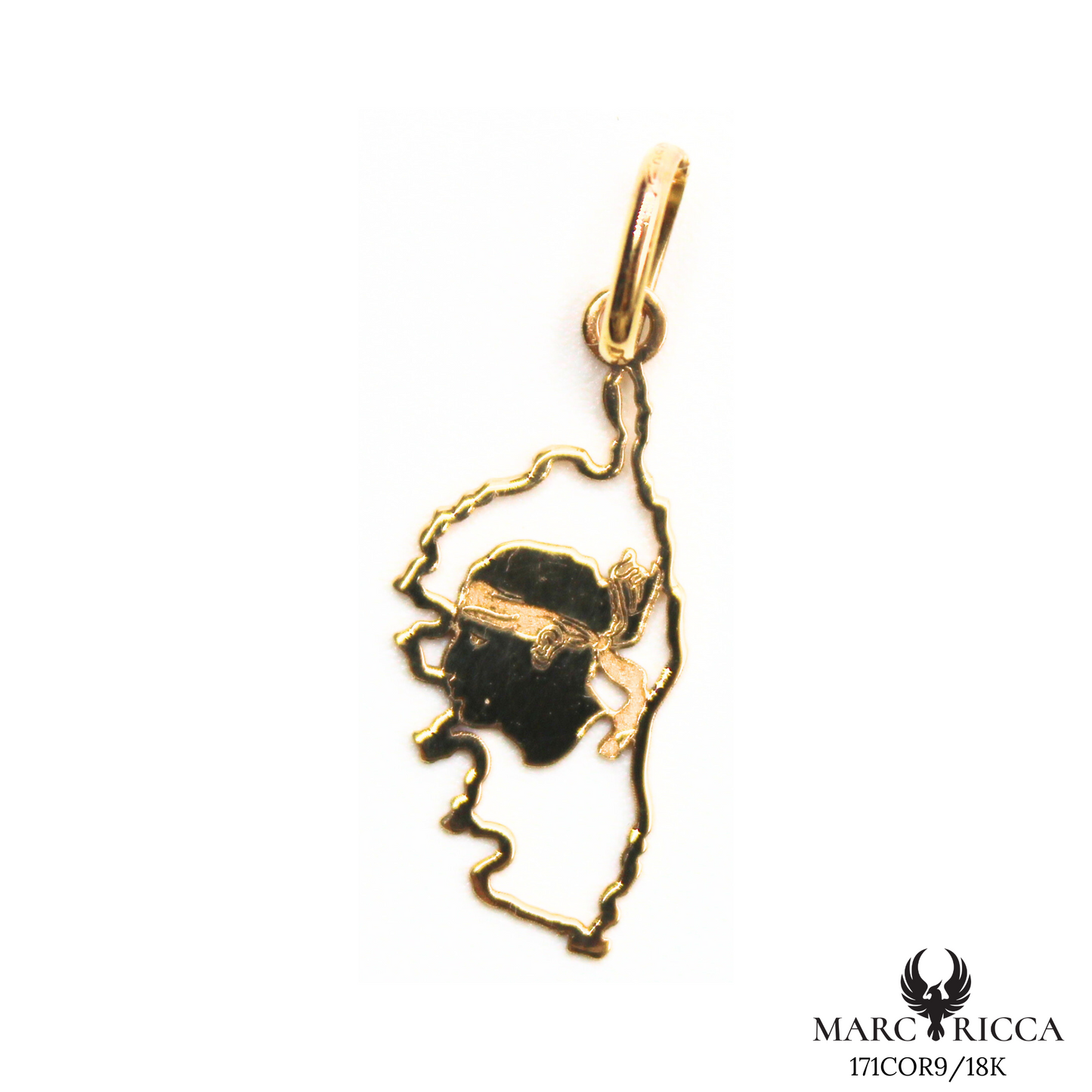 Pendentif Or Corse Creuse & Tête de Maure 18 et 9 Carats