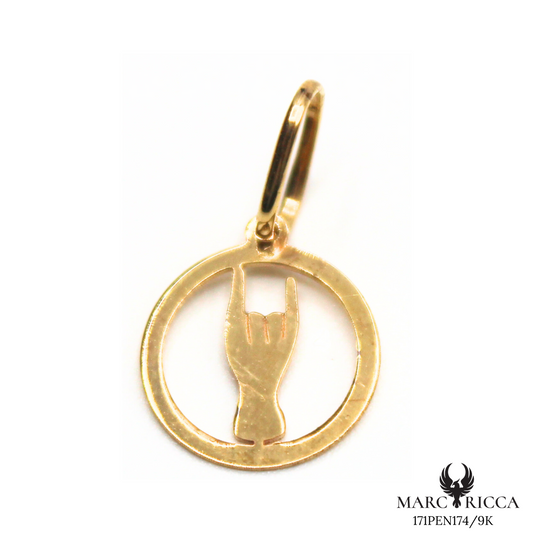 Pendentif Or Main Corne Cerclé