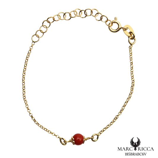 Bracelet Vermeil Corail Perle Seule