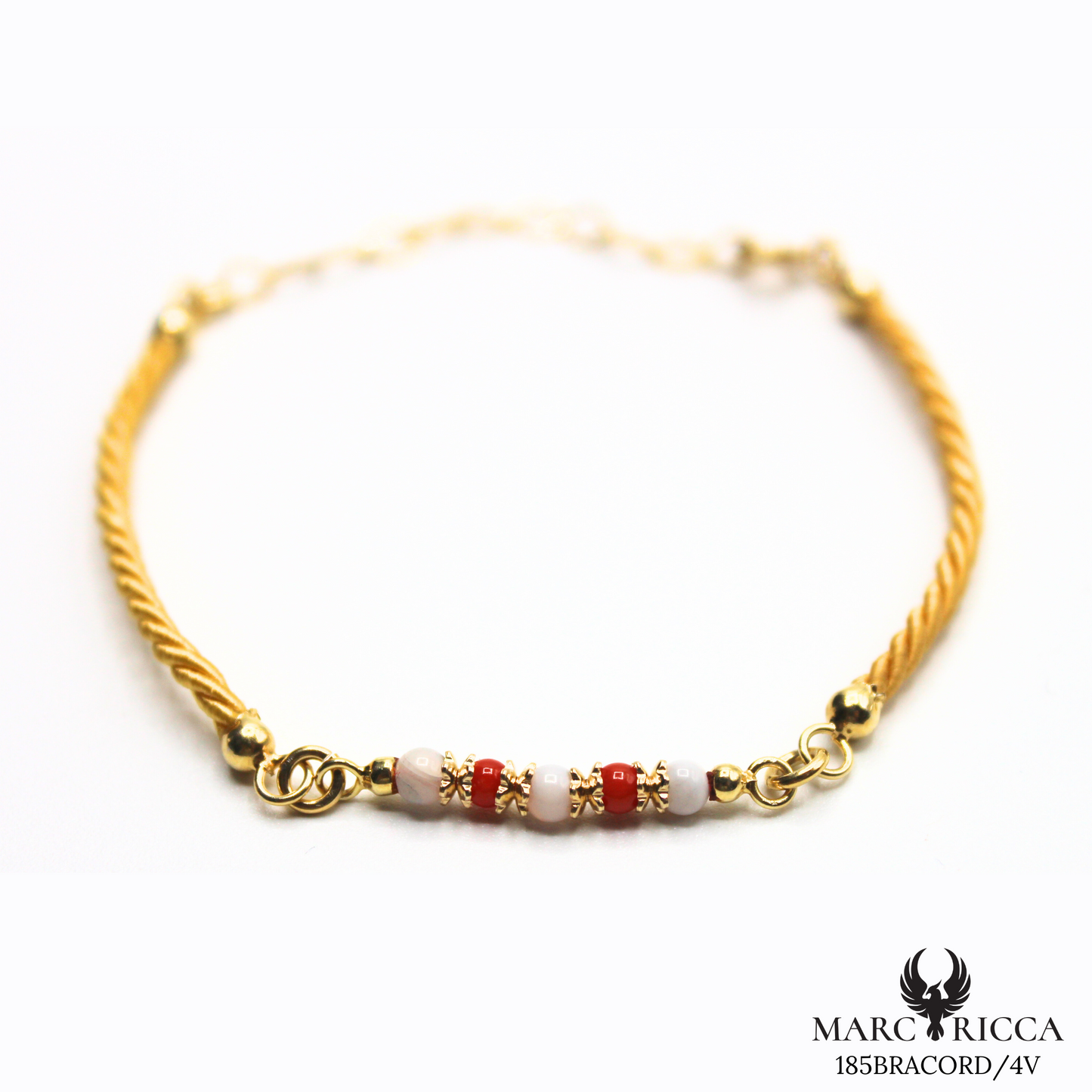 Bracelet Vermeil Cordon Perle Corail & Agathe ou Œil Tigre